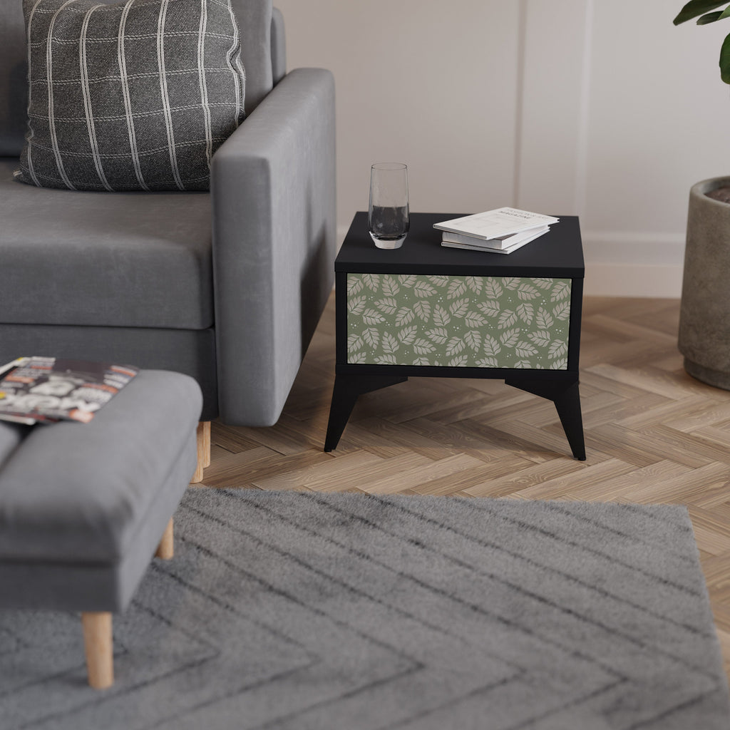 LEAVES ON GREEN Mesa de Cabeceira em Acabamento Preto