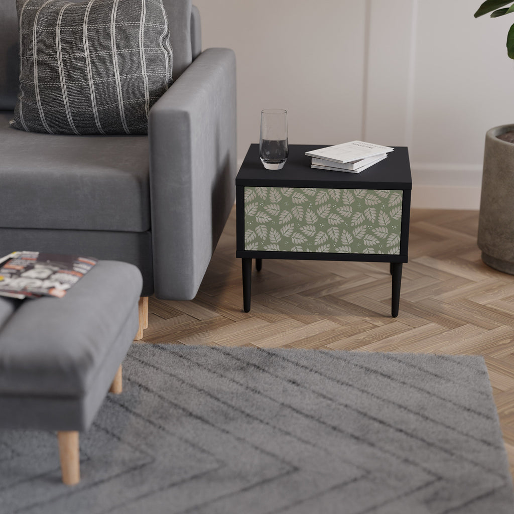 LEAVES ON GREEN Mesa de Cabeceira em Acabamento Preto