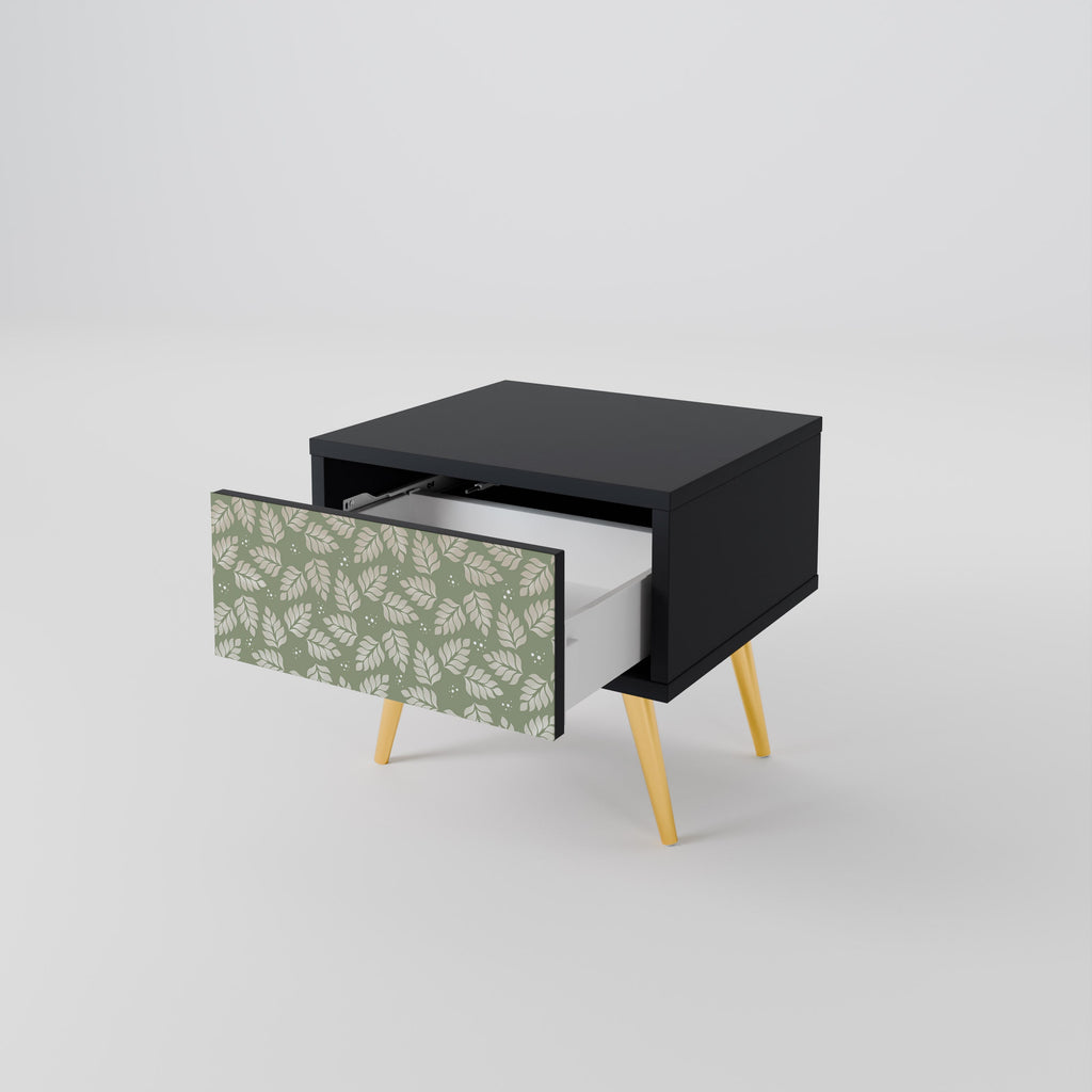 LEAVES ON GREEN Mesa de Cabeceira em Acabamento Preto