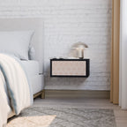 LEAVES ON BEIGE Mesa de Cabeceira em Acabamento Preto