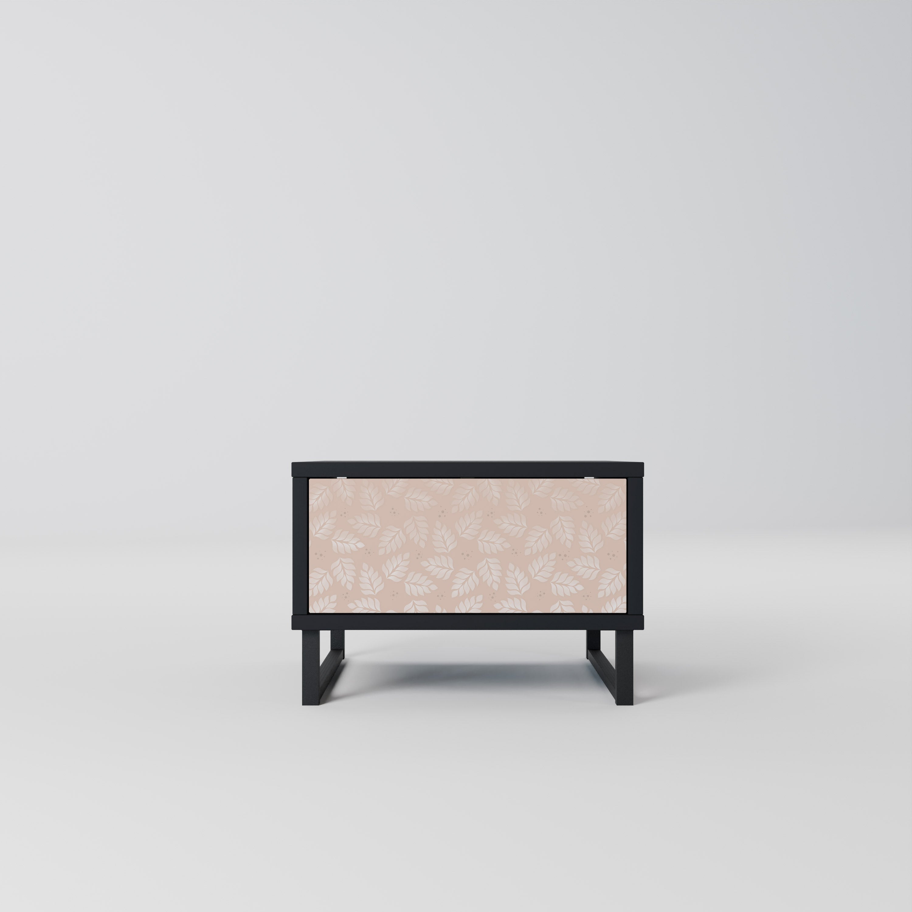LEAVES ON BEIGE Mesa de Cabeceira em Acabamento Preto
