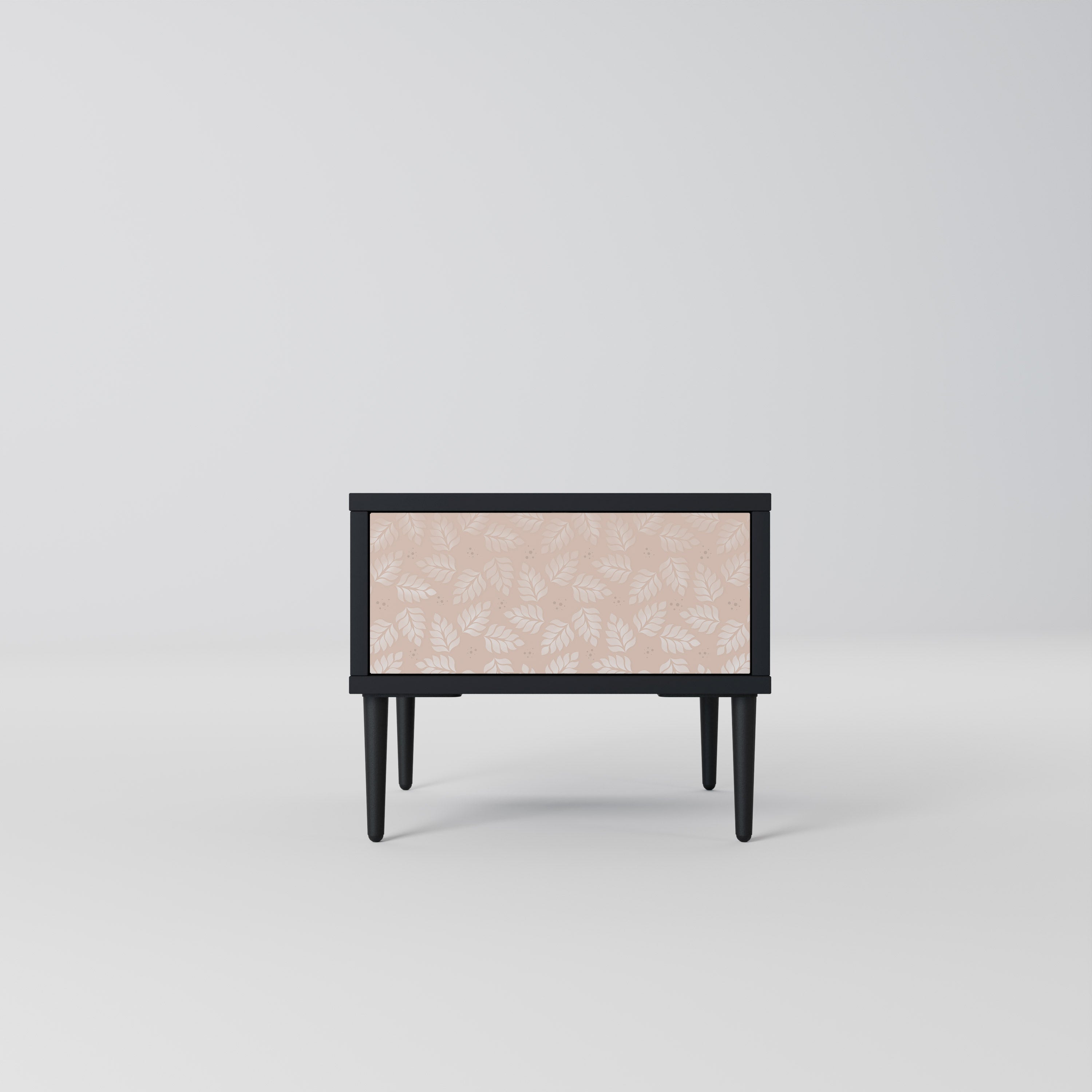 LEAVES ON BEIGE Mesa de Cabeceira em Acabamento Preto