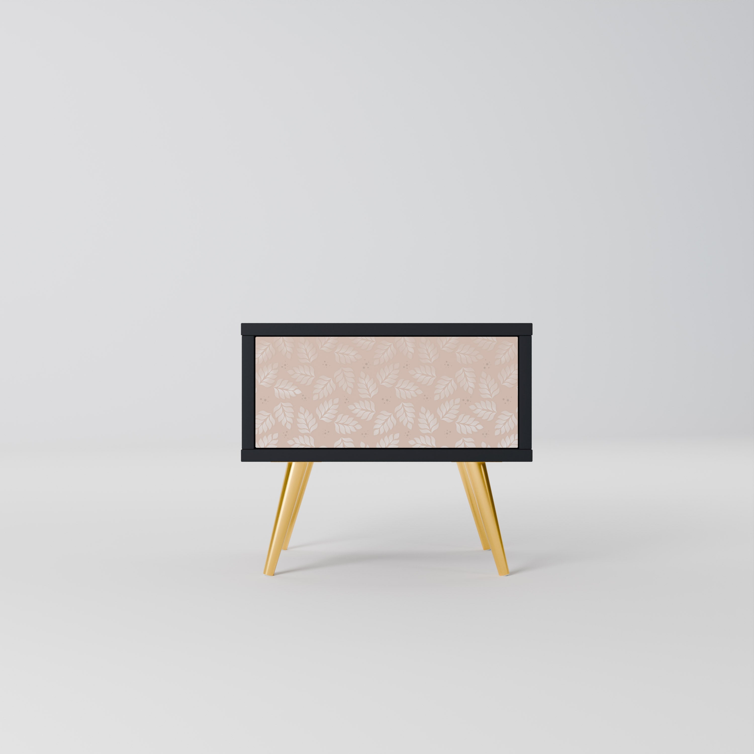 LEAVES ON BEIGE Mesa de Cabeceira em Acabamento Preto