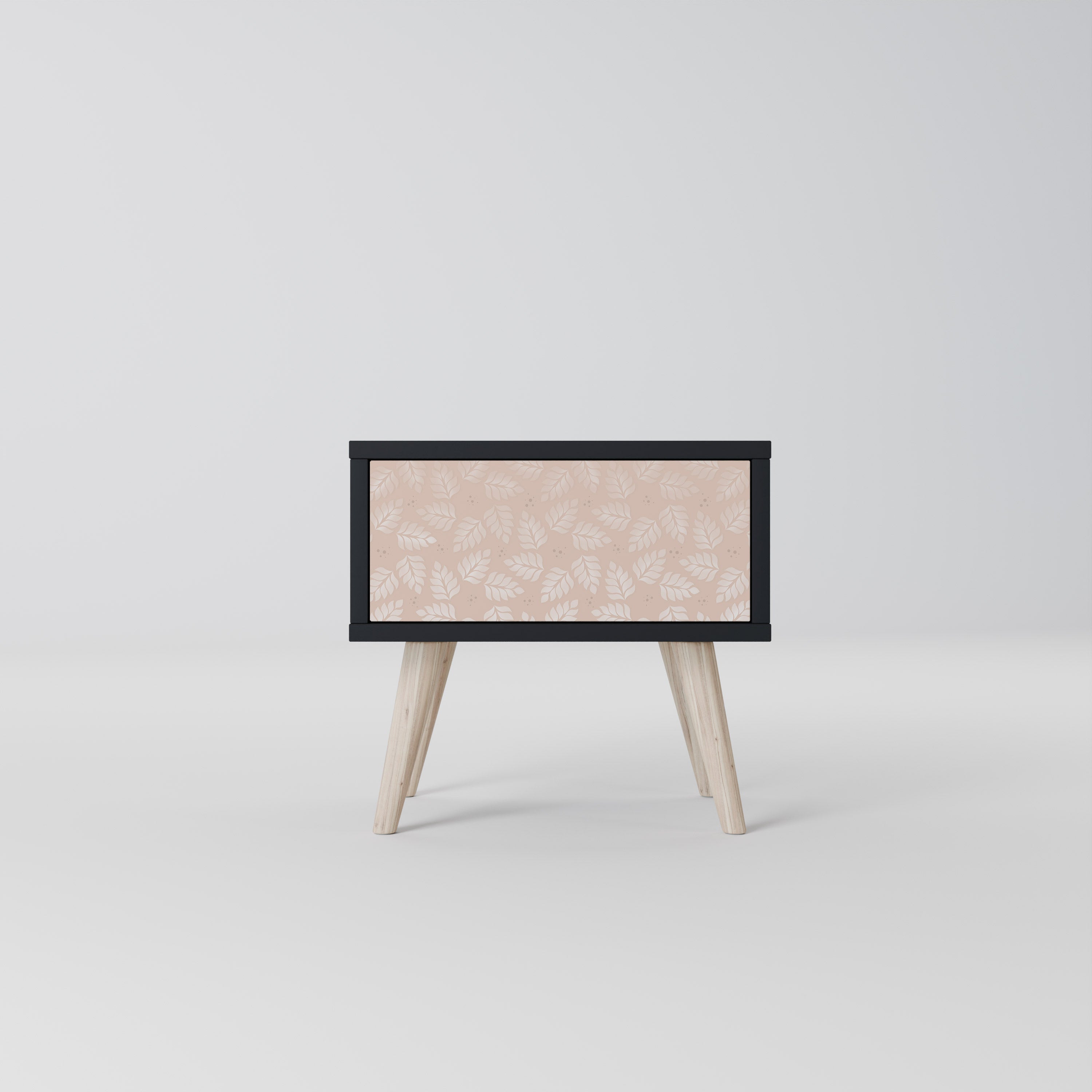 LEAVES ON BEIGE Mesa de Cabeceira em Acabamento Preto