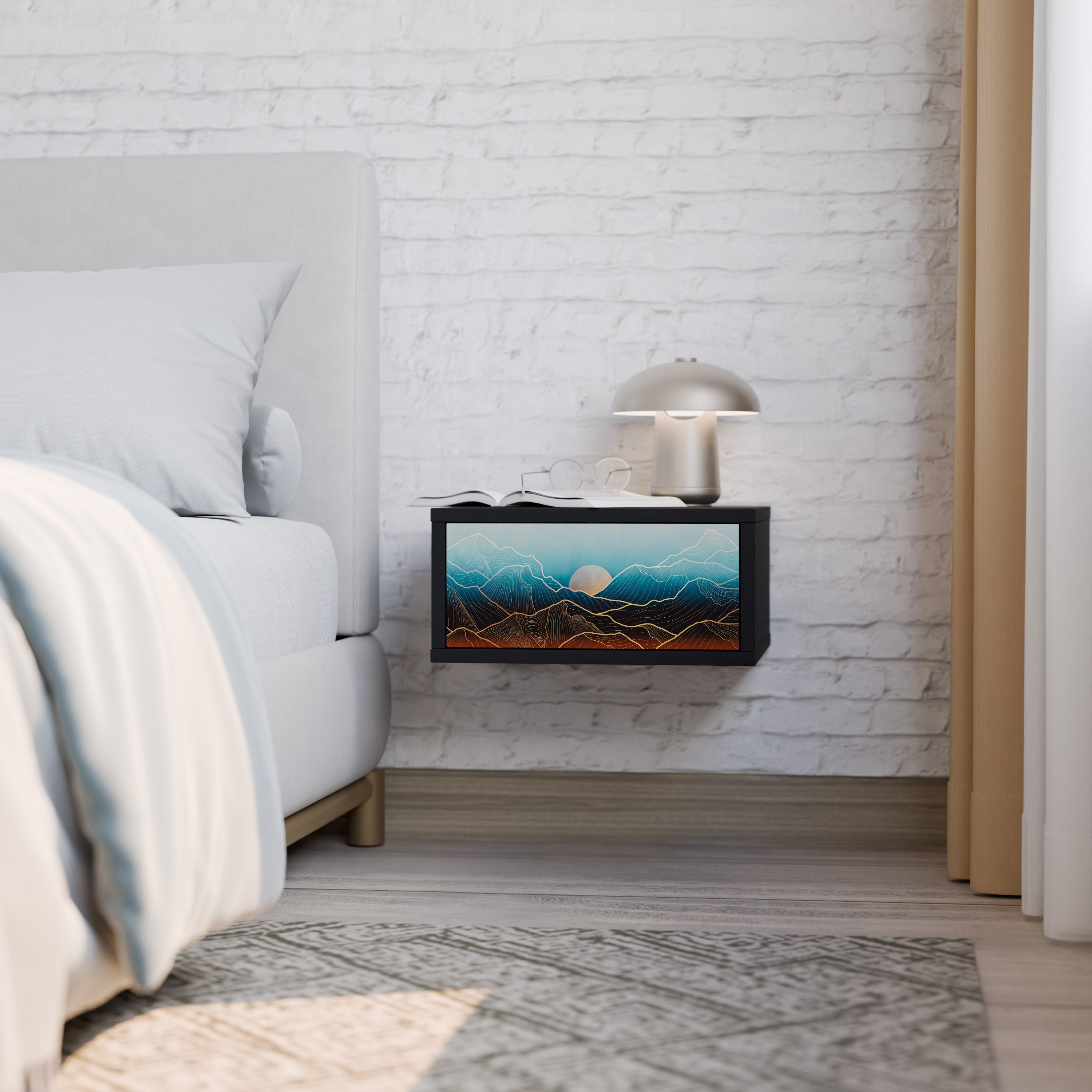 LUNAR SECRETS Mesa de Cabeceira em Acabamento Preto