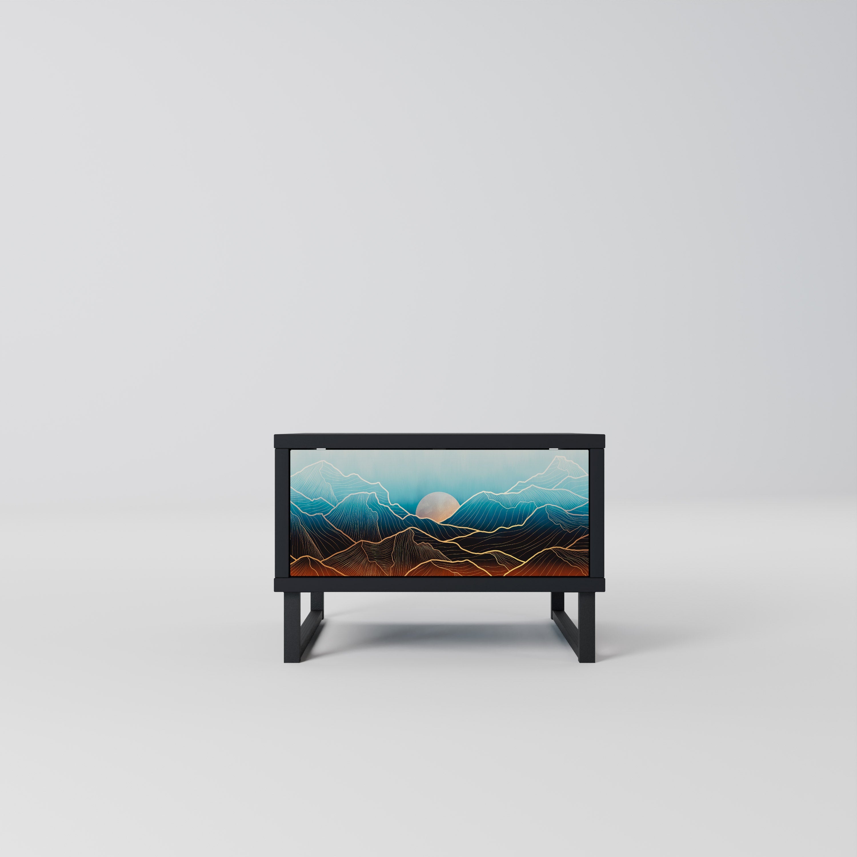 LUNAR SECRETS Mesa de Cabeceira em Acabamento Preto