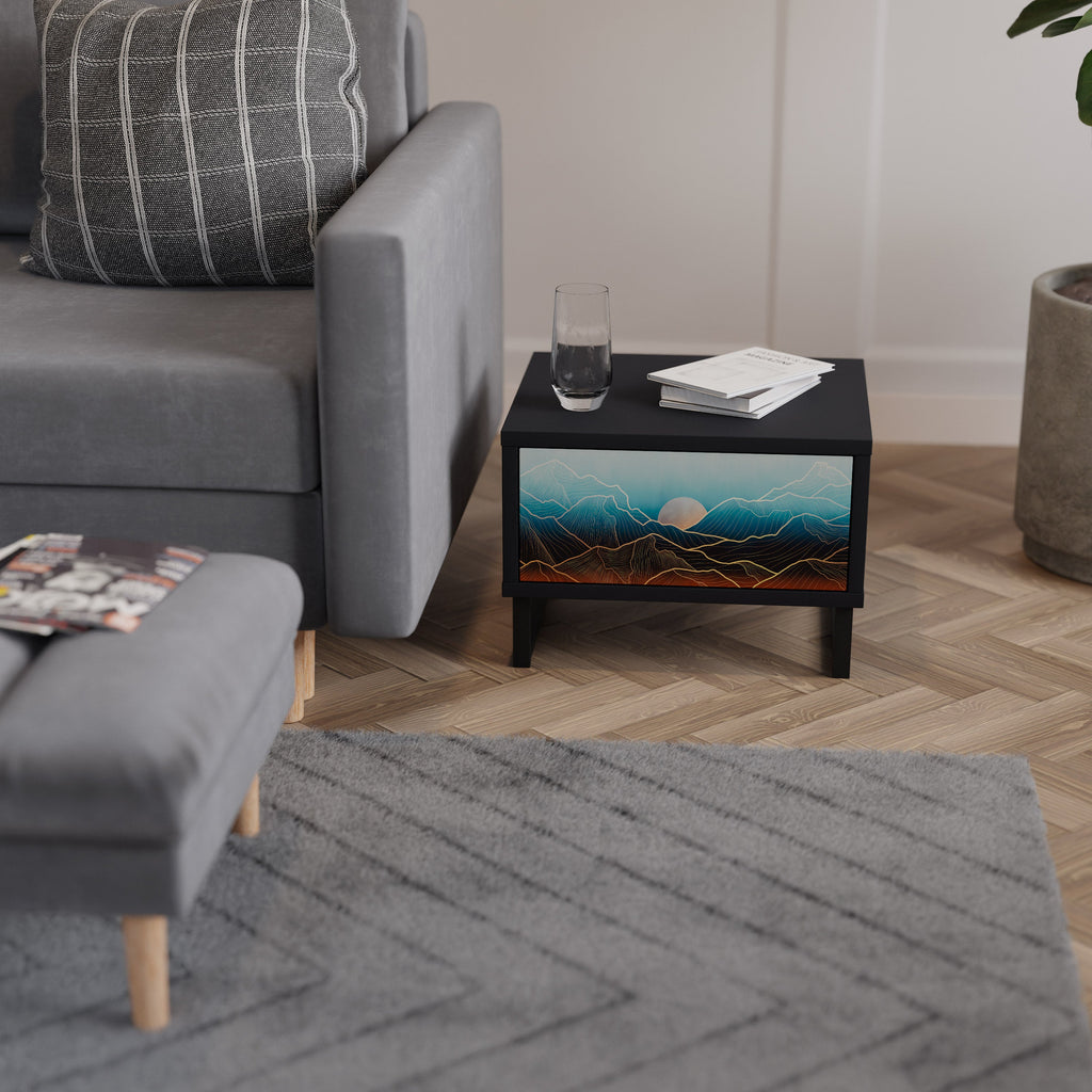 LUNAR SECRETS Mesa de Cabeceira em Acabamento Preto