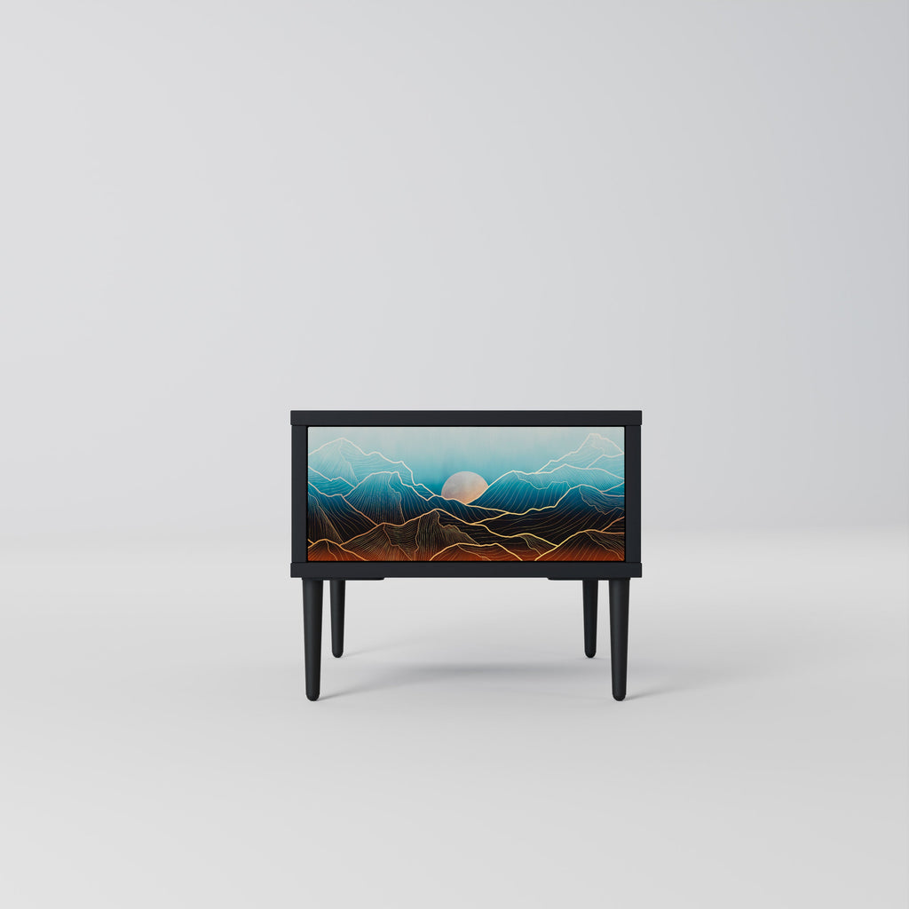 LUNAR SECRETS Mesa de Cabeceira em Acabamento Preto