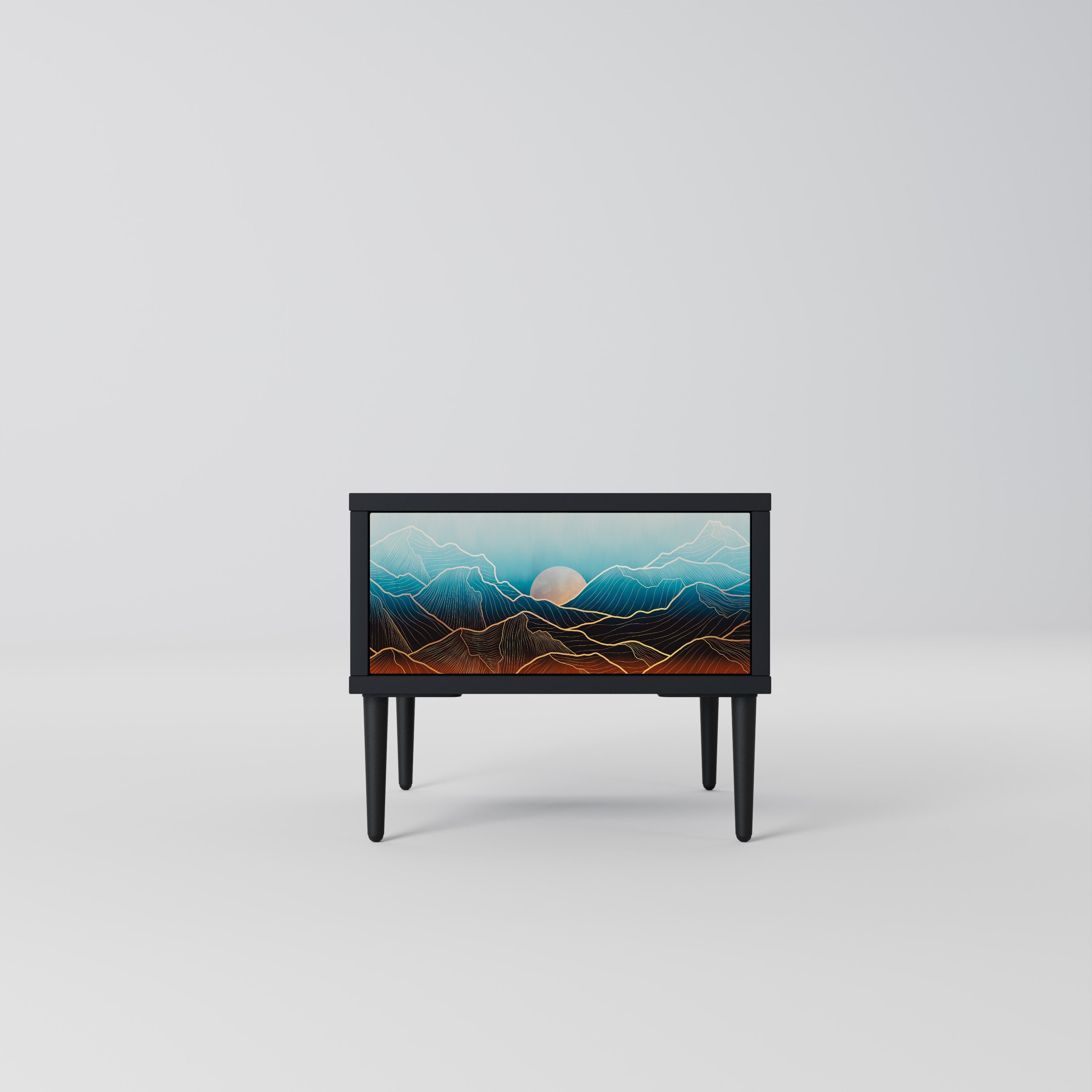 LUNAR SECRETS Mesa de Cabeceira em Acabamento Preto