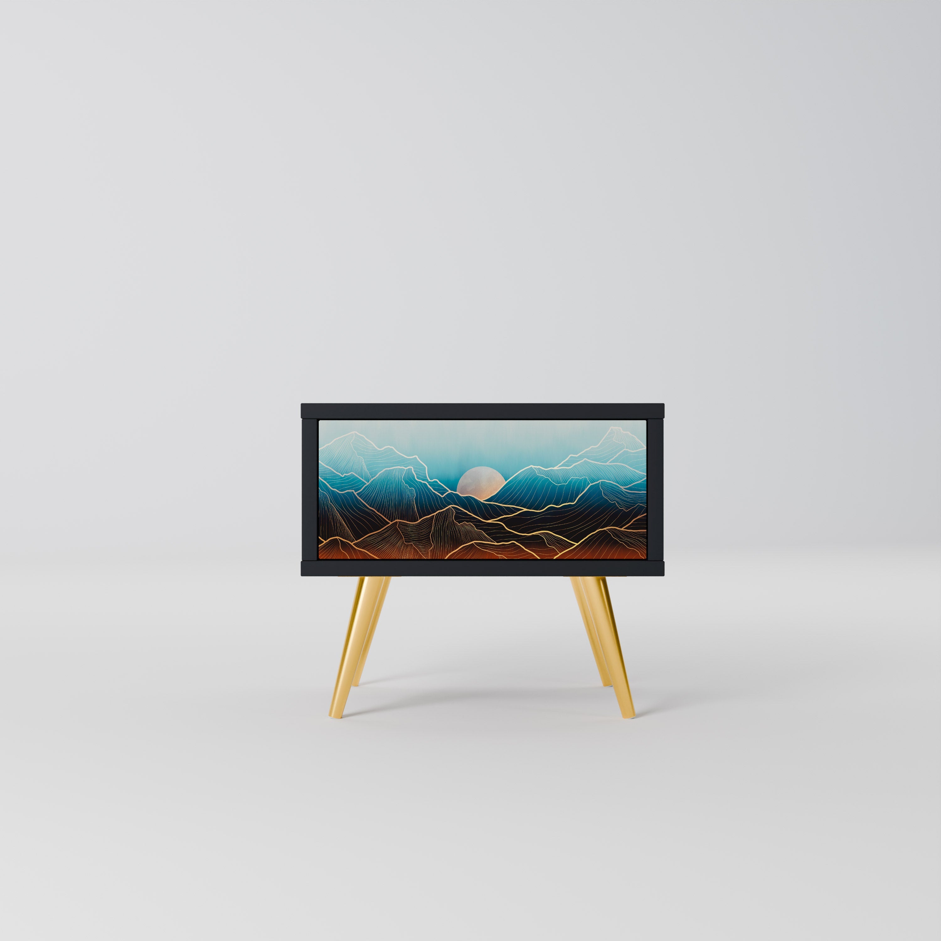 LUNAR SECRETS Mesa de Cabeceira em Acabamento Preto