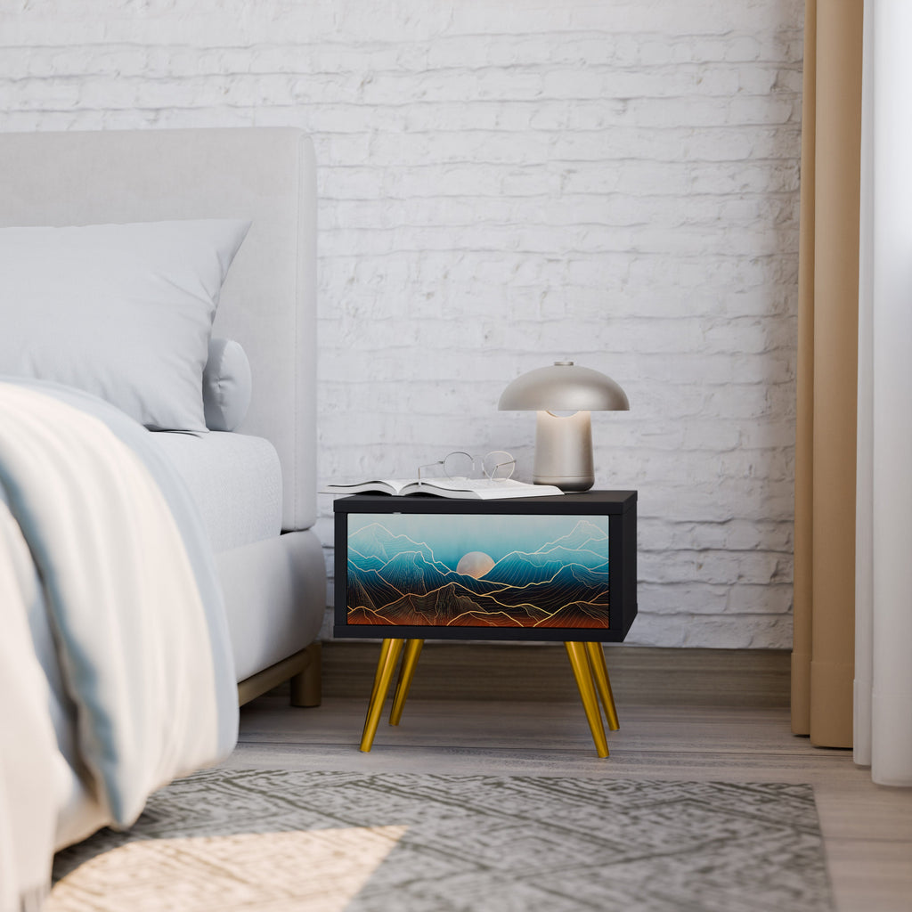 LUNAR SECRETS Mesa de Cabeceira em Acabamento Preto