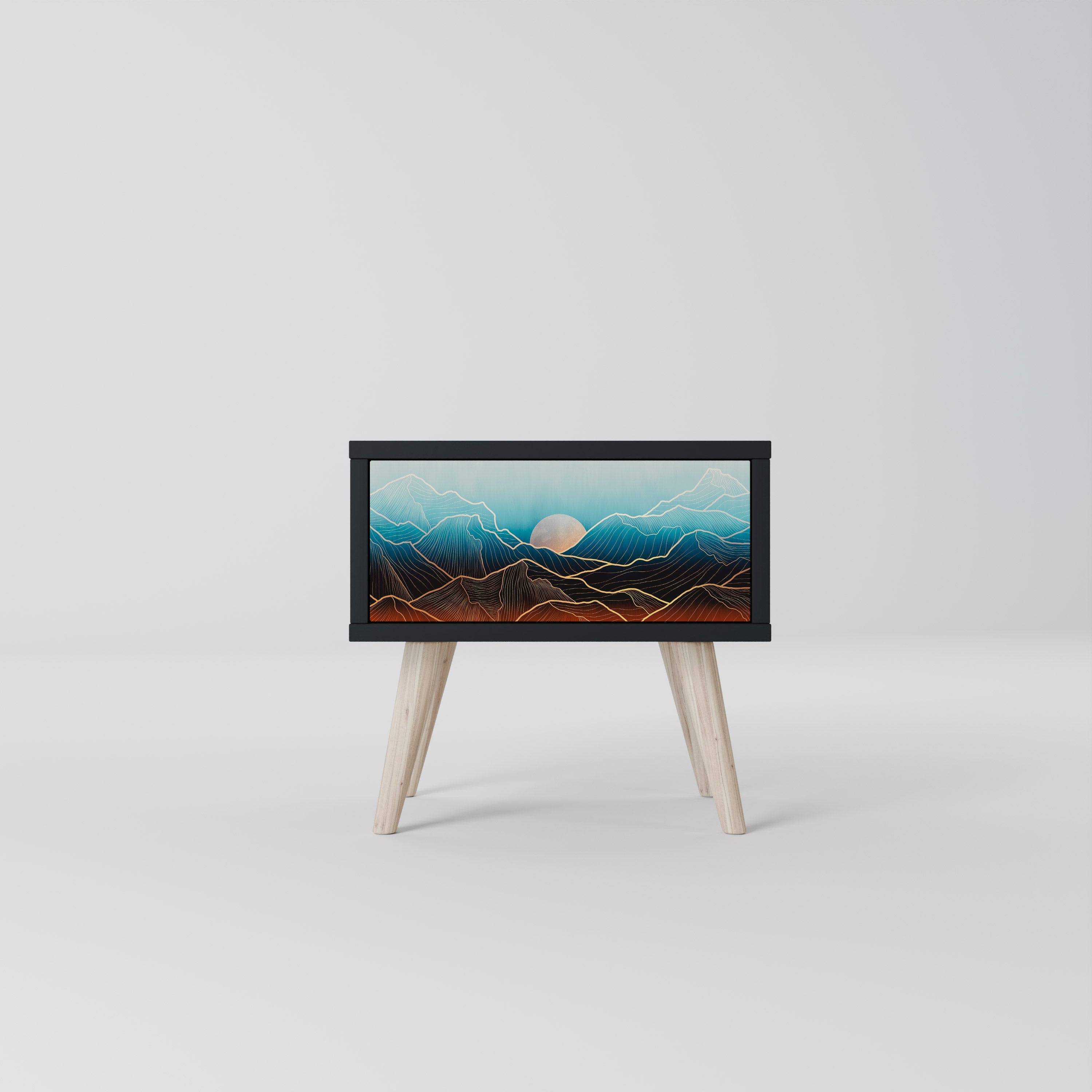 LUNAR SECRETS Mesa de Cabeceira em Acabamento Preto