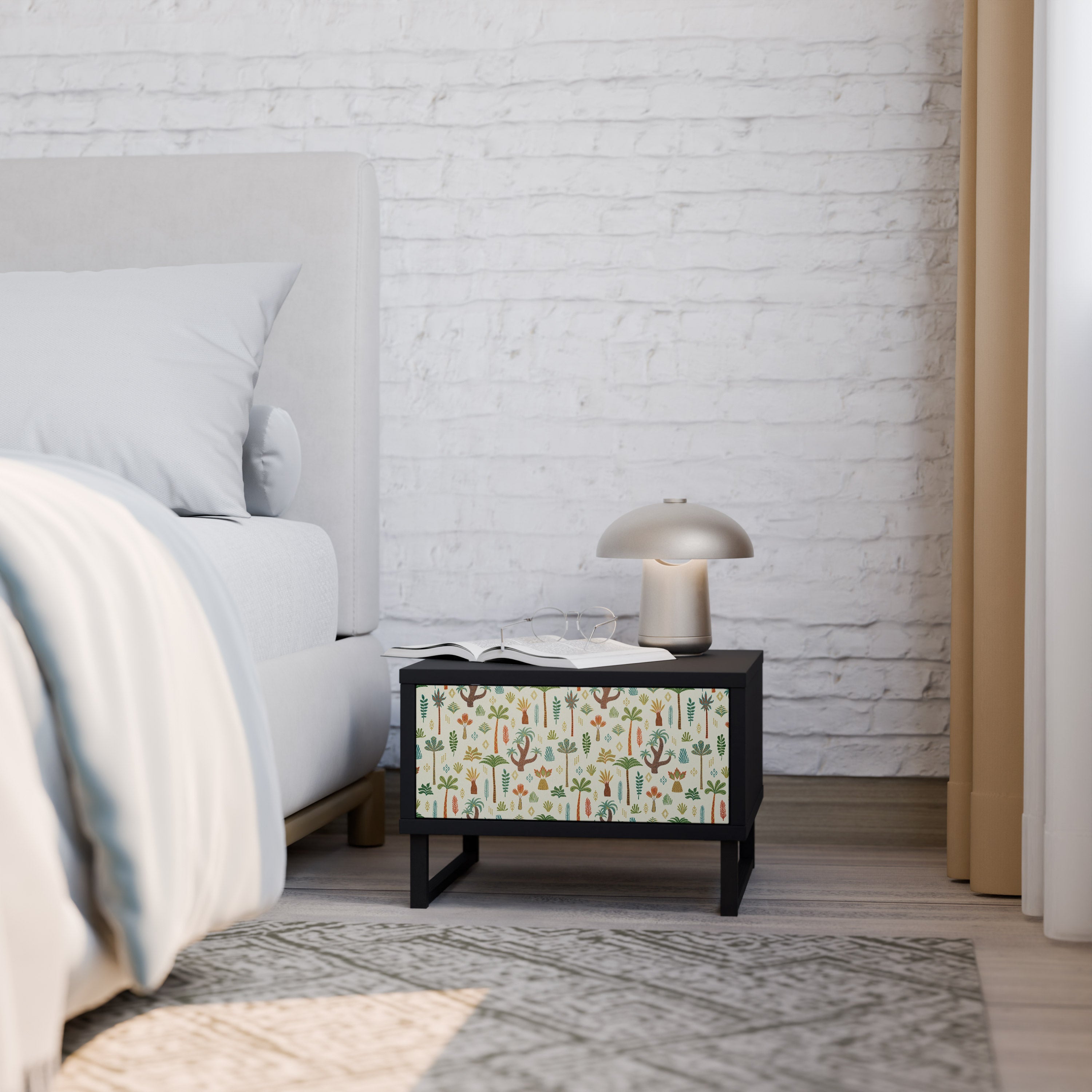 PALM SPRING Mesa de Cabeceira em Acabamento Preto