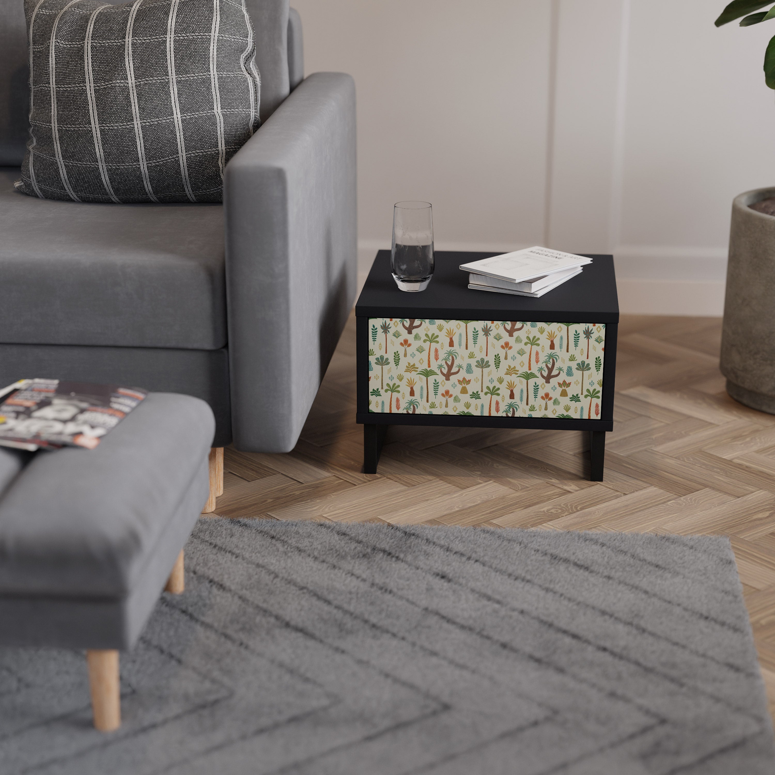 PALM SPRING Mesa de Cabeceira em Acabamento Preto