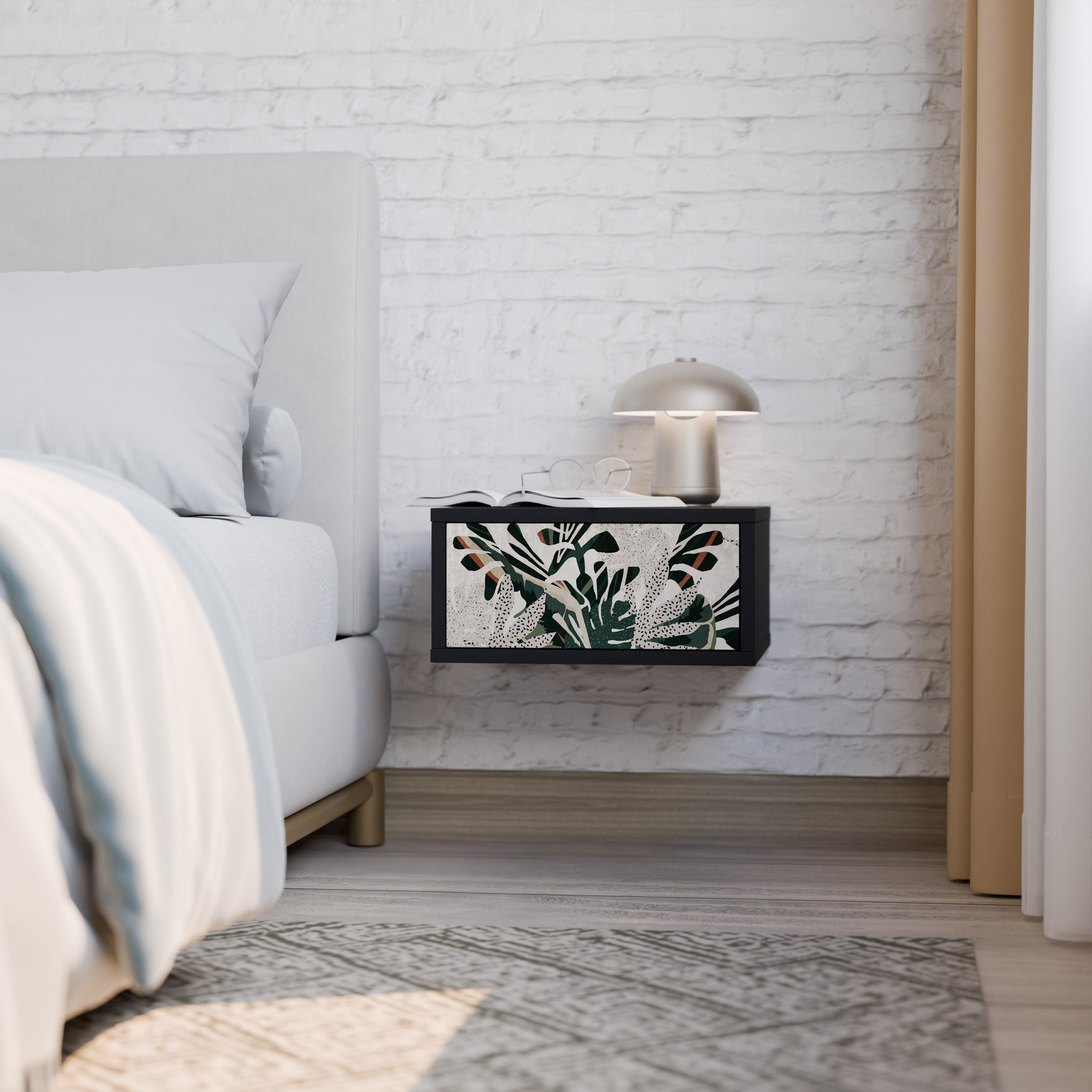 VERDURE FORMATION Mesa de Cabeceira em Acabamento Preto