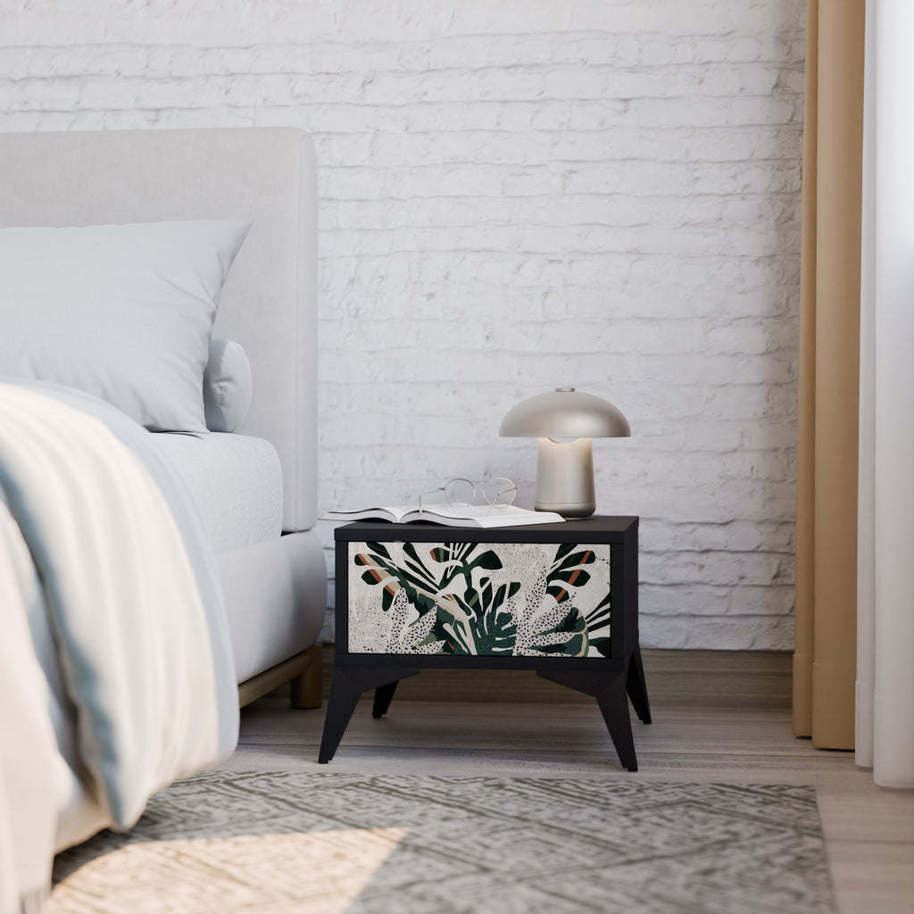 VERDURE FORMATION Mesa de Cabeceira em Acabamento Preto