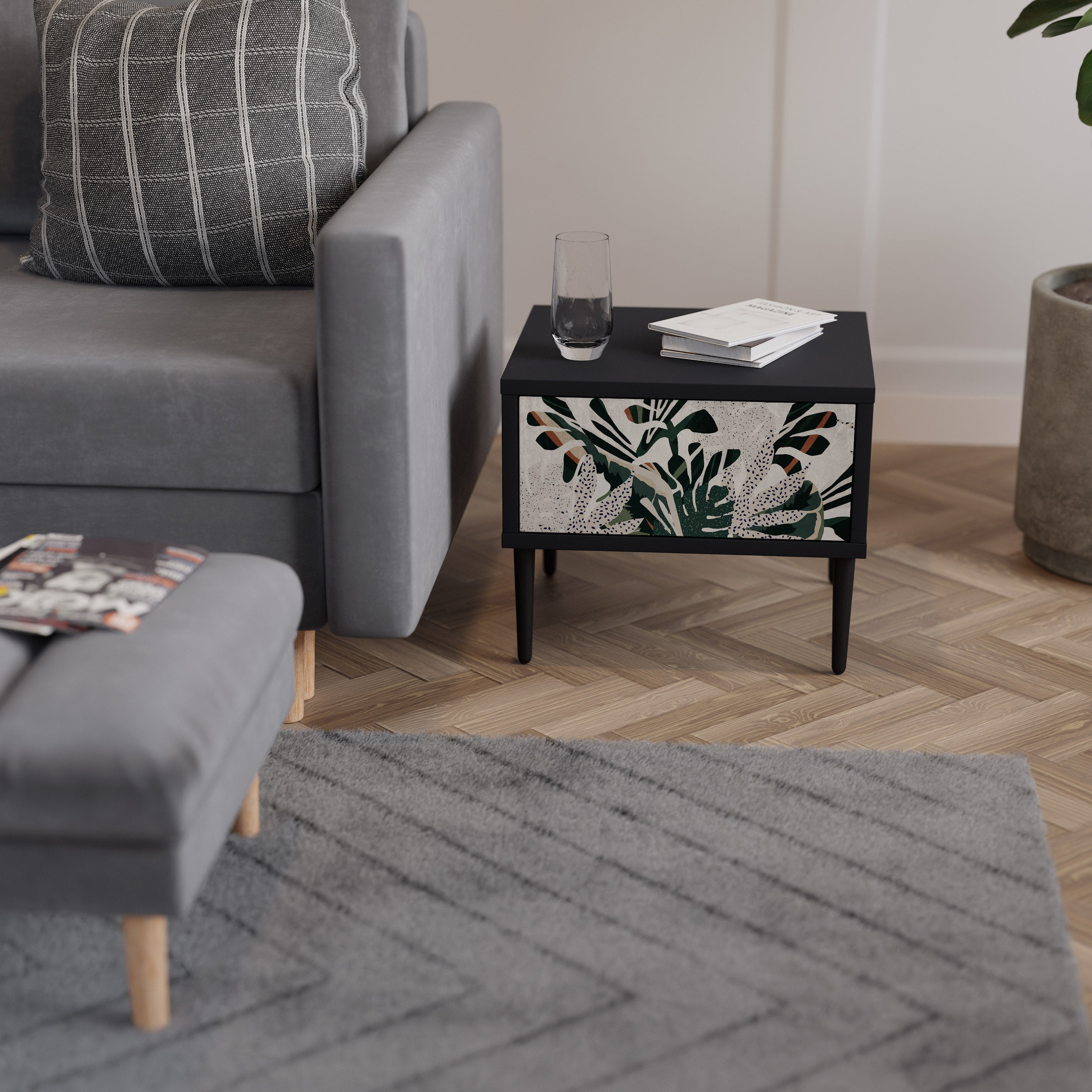 VERDURE FORMATION Mesa de Cabeceira em Acabamento Preto