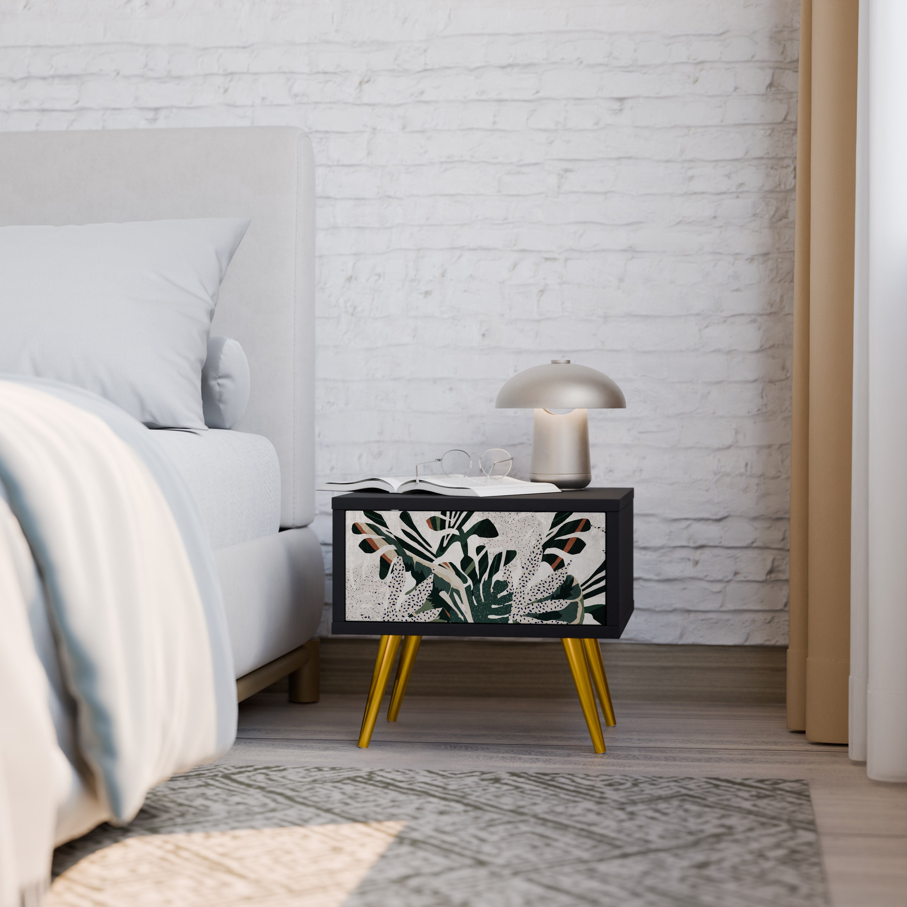 VERDURE FORMATION Mesa de Cabeceira em Acabamento Preto