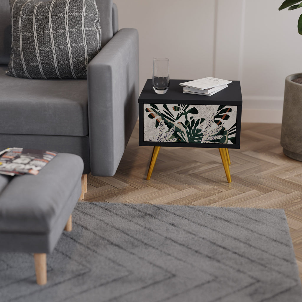 VERDURE FORMATION Mesa de Cabeceira em Acabamento Preto