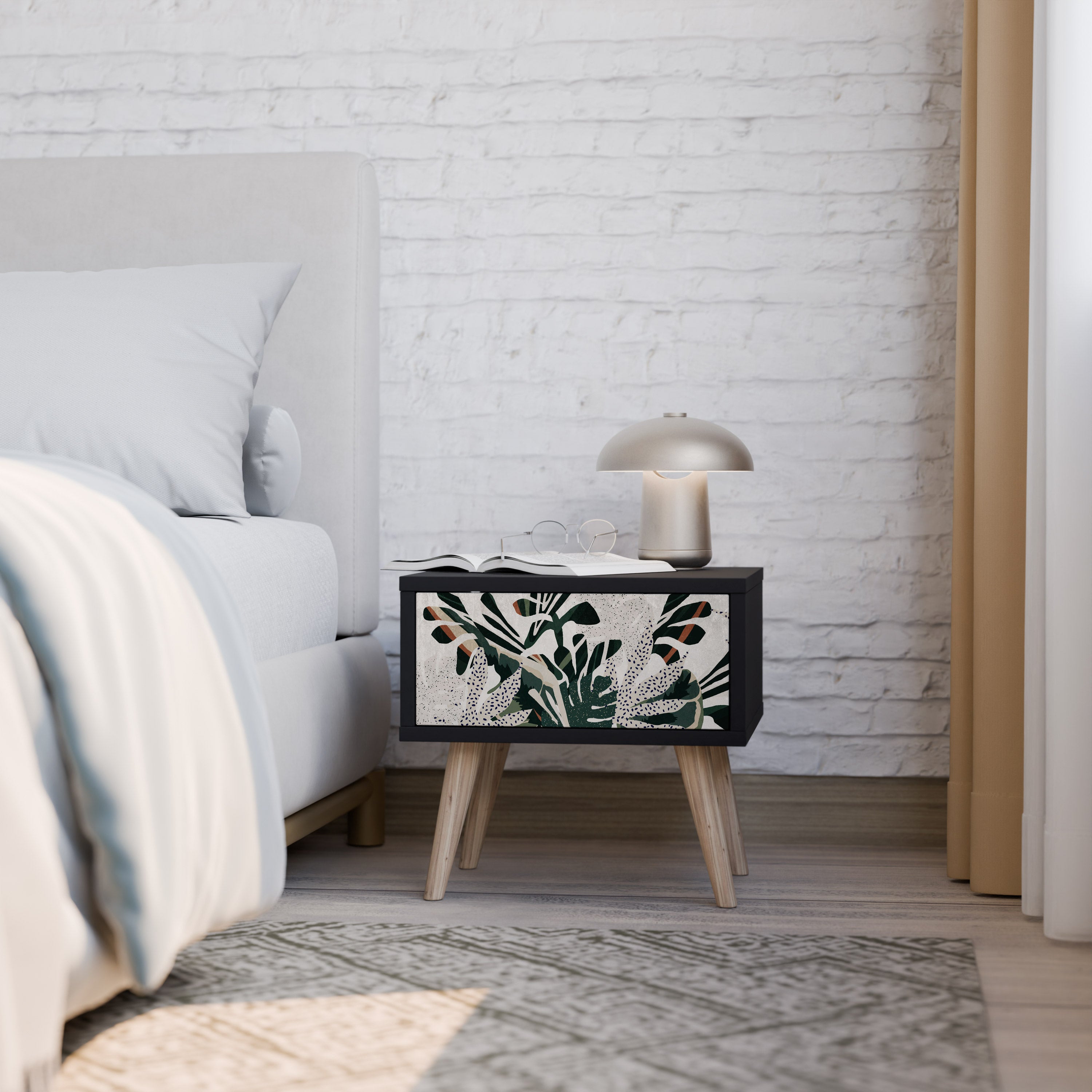 VERDURE FORMATION Mesa de Cabeceira em Acabamento Preto