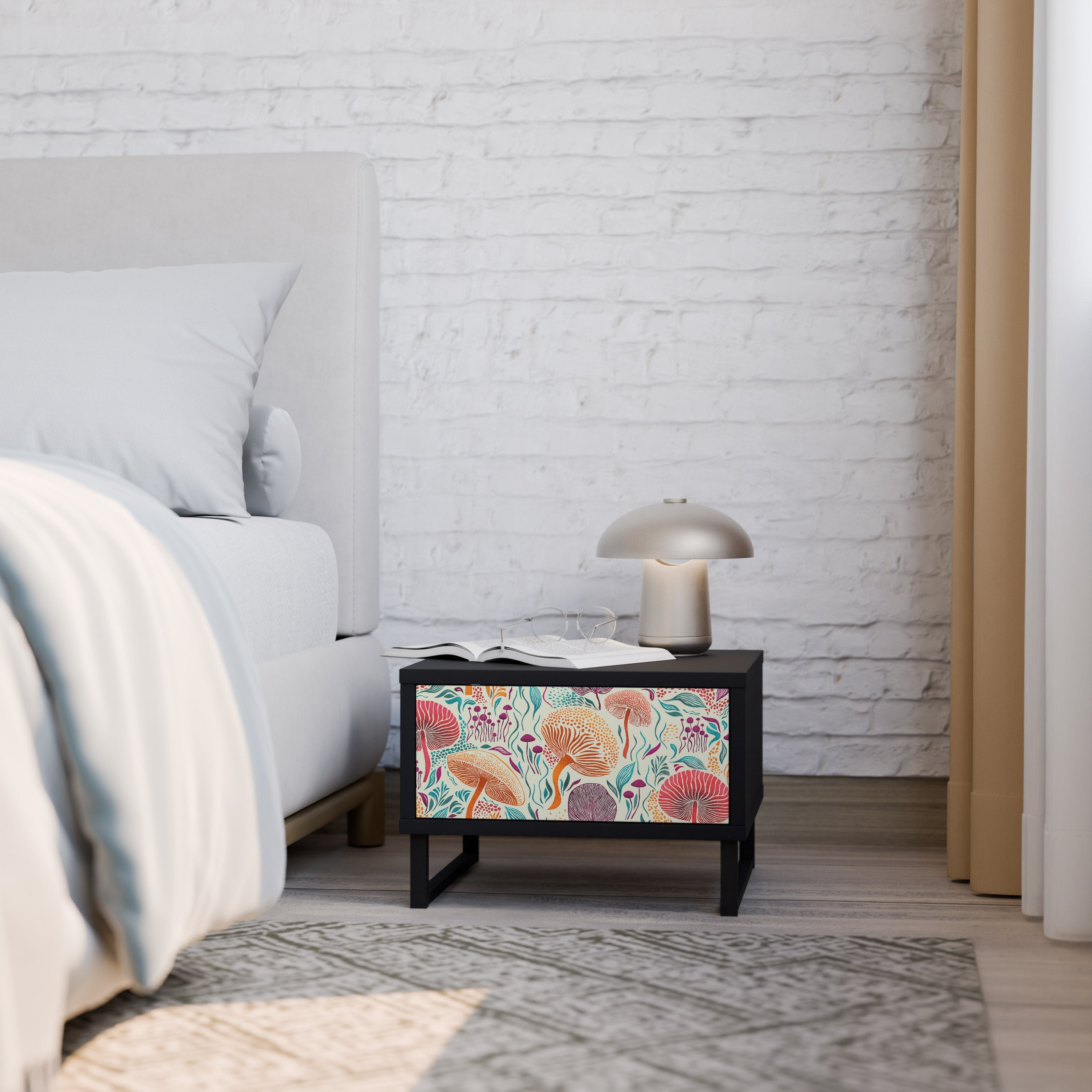 FUNGUS FANTASY Mesa de Cabeceira em Acabamento Preto