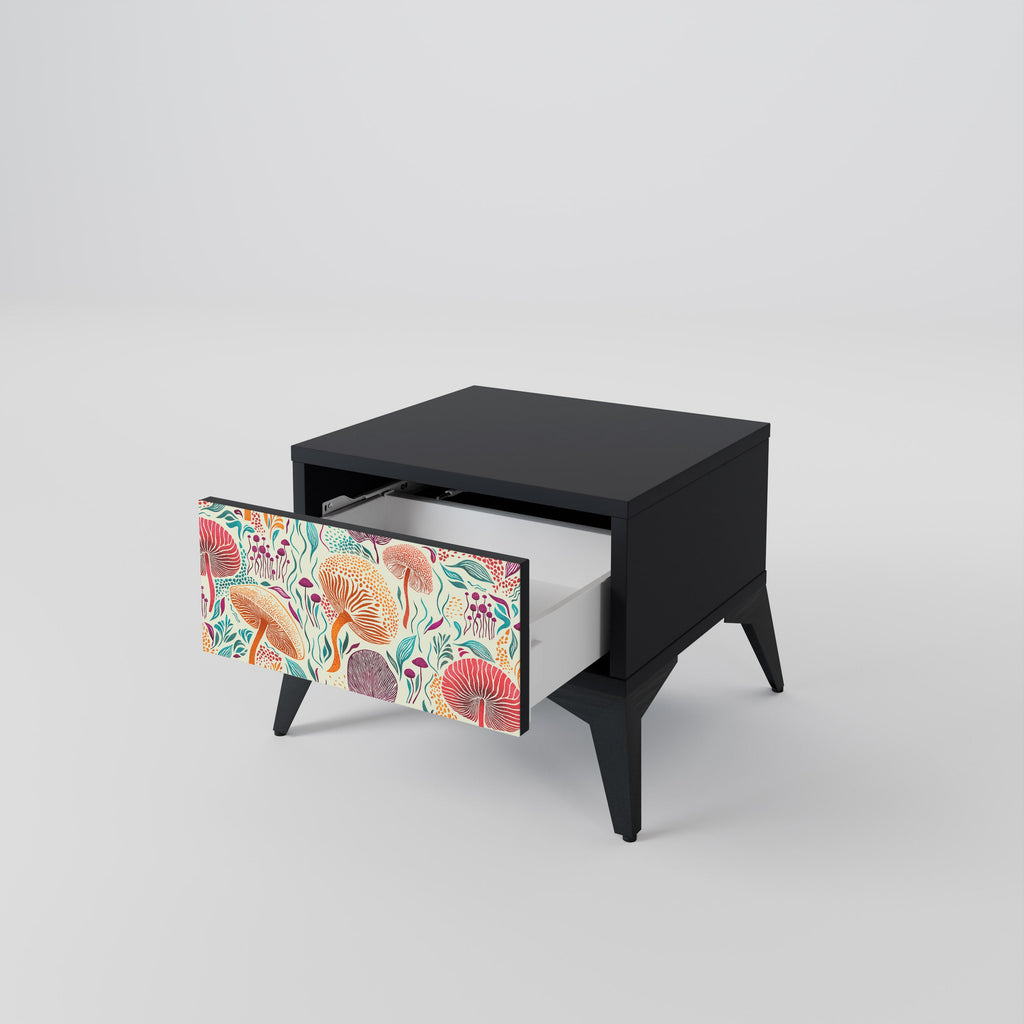 FUNGUS FANTASY Mesa de Cabeceira em Acabamento Preto