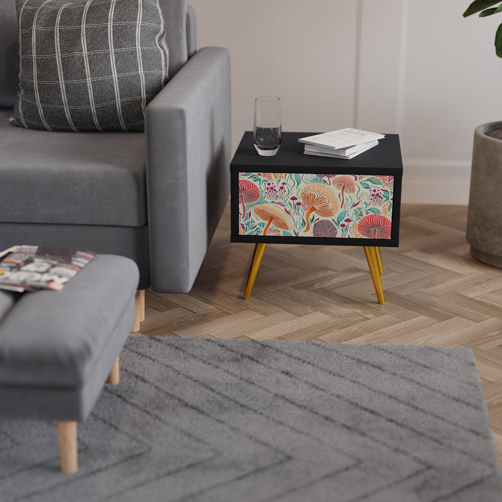 FUNGUS FANTASY Mesa de Cabeceira em Acabamento Preto