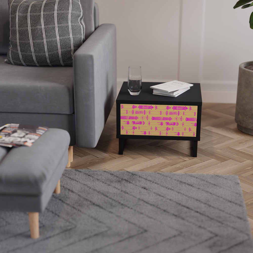 SKATEBOARD ARTISTRY Mesa de Cabeceira em Acabamento Preto