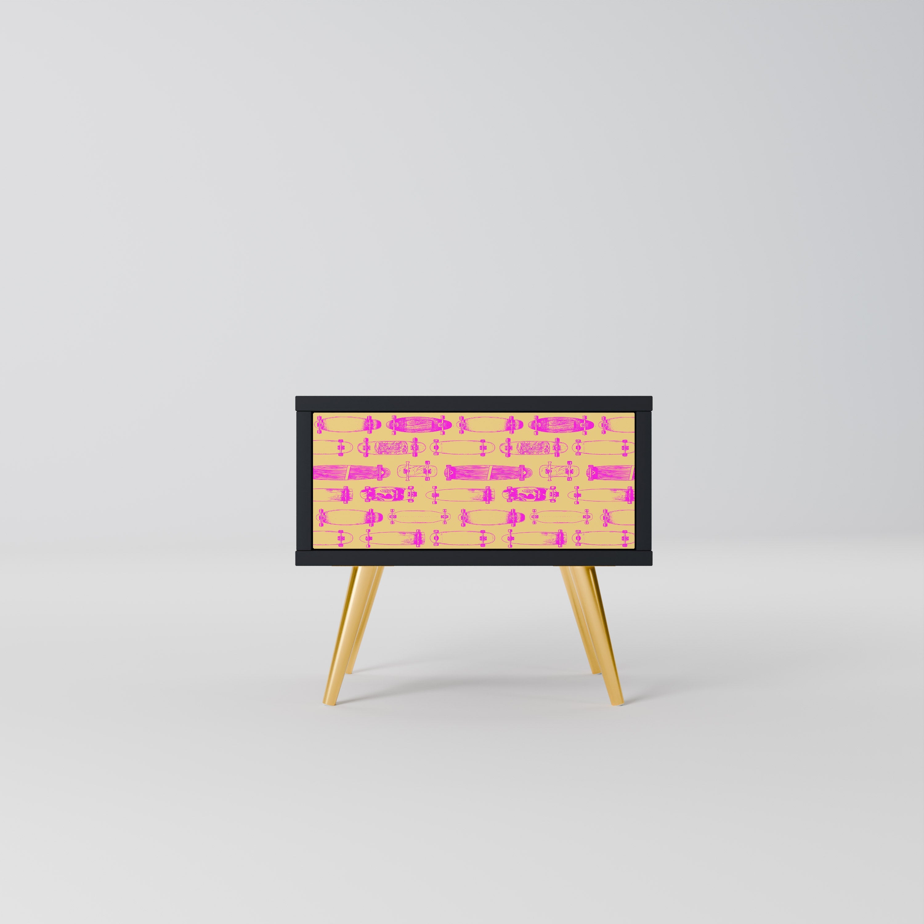 SKATEBOARD ARTISTRY Mesa de Cabeceira em Acabamento Preto