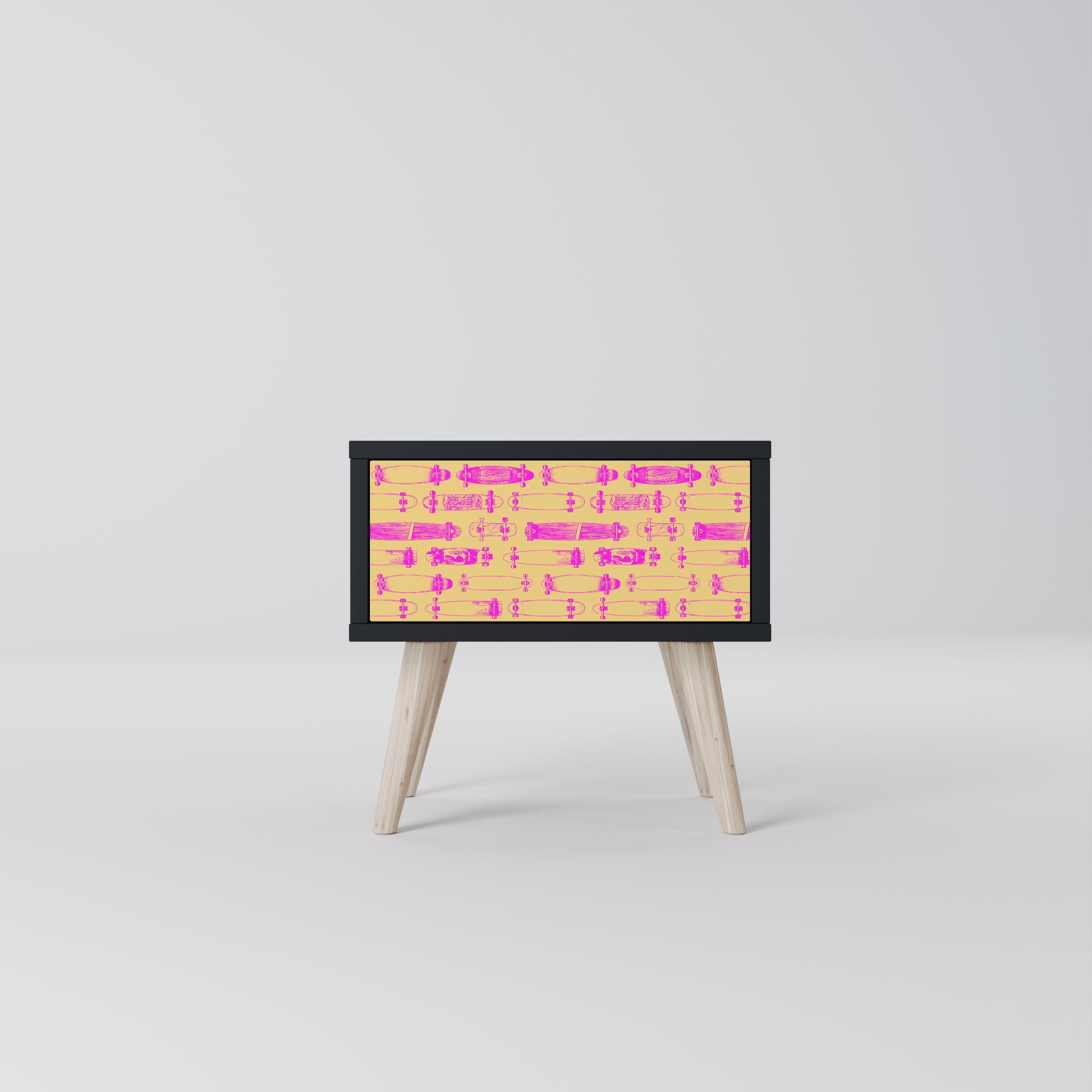 SKATEBOARD ARTISTRY Mesa de Cabeceira em Acabamento Preto