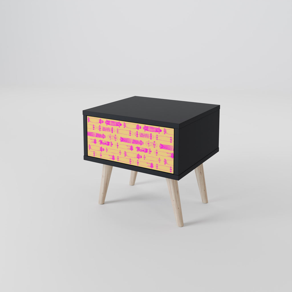 SKATEBOARD ARTISTRY Mesa de Cabeceira em Acabamento Preto