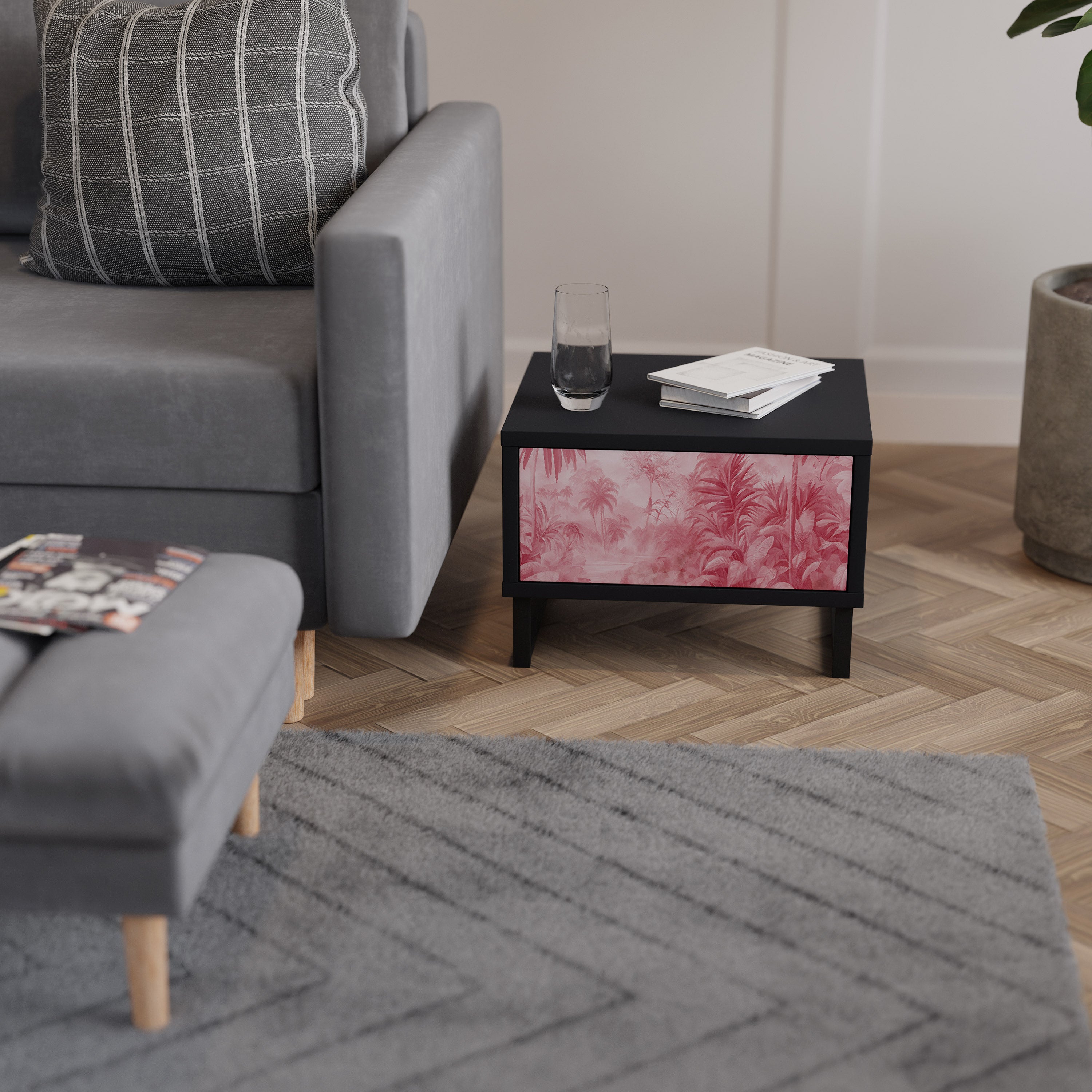 SWEET TROPICS Mesa de Cabeceira em Acabamento Preto