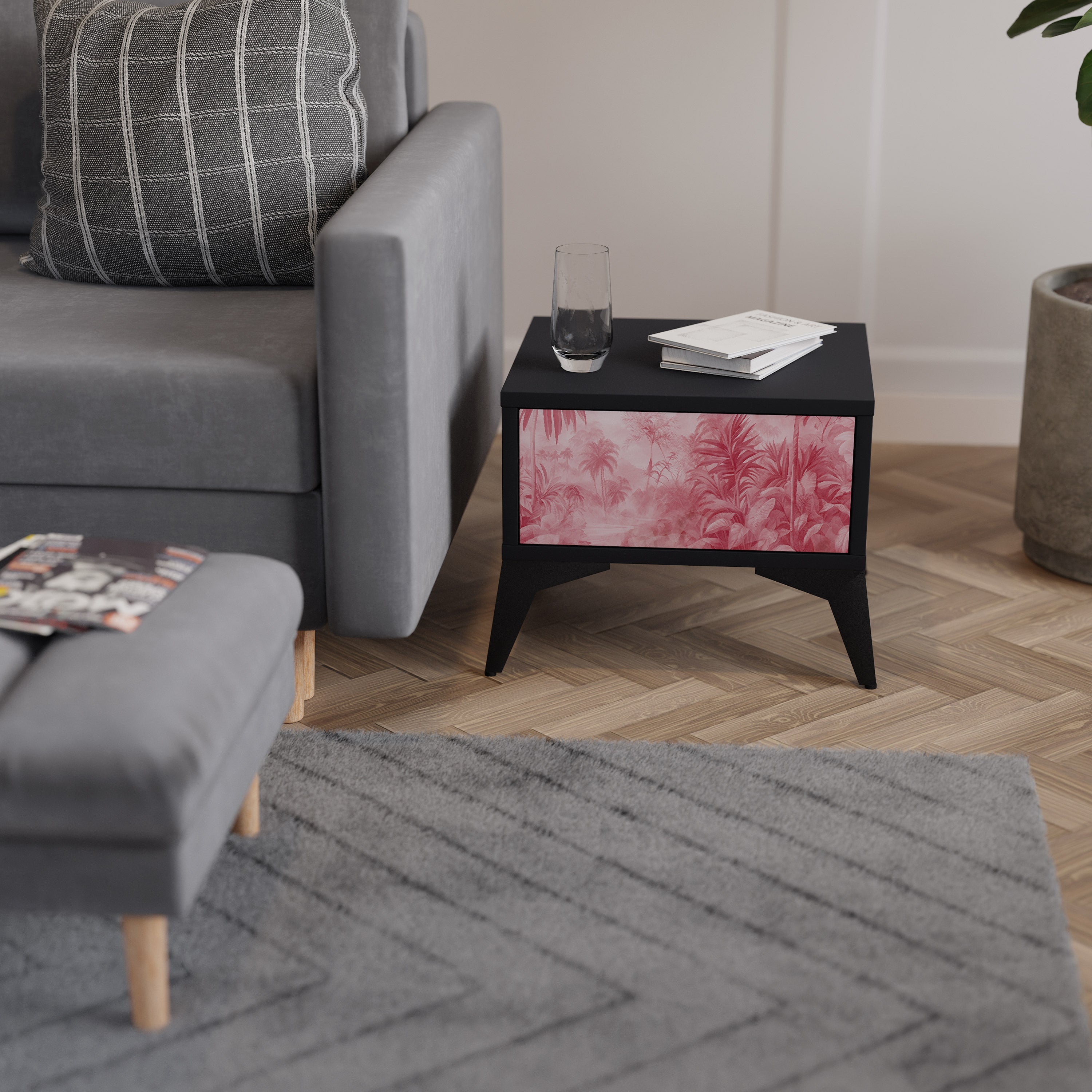 SWEET TROPICS Mesa de Cabeceira em Acabamento Preto