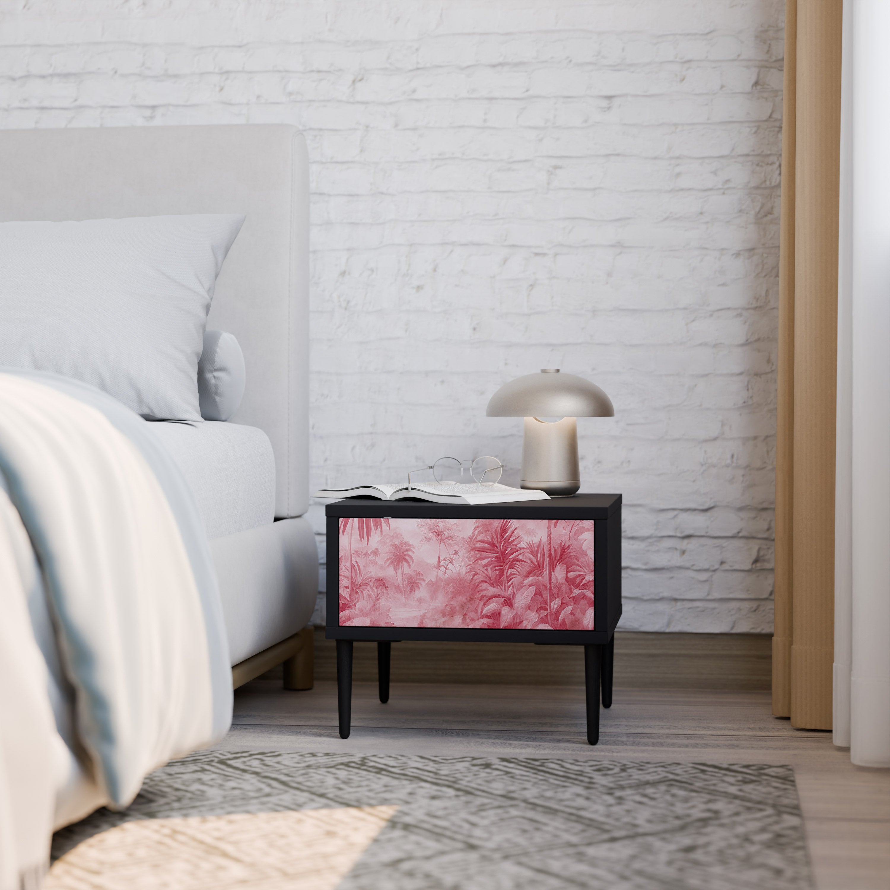SWEET TROPICS Mesa de Cabeceira em Acabamento Preto