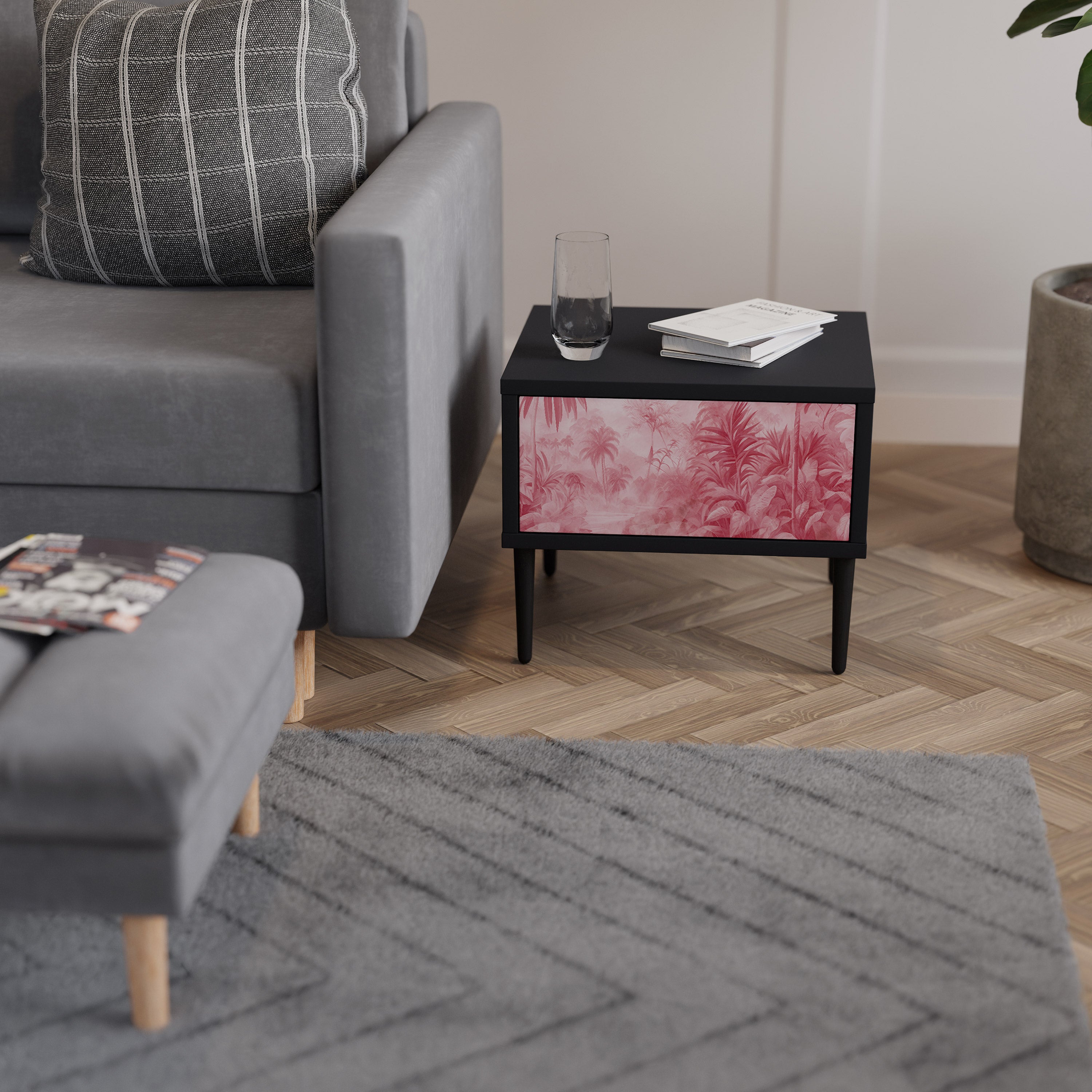 SWEET TROPICS Mesa de Cabeceira em Acabamento Preto