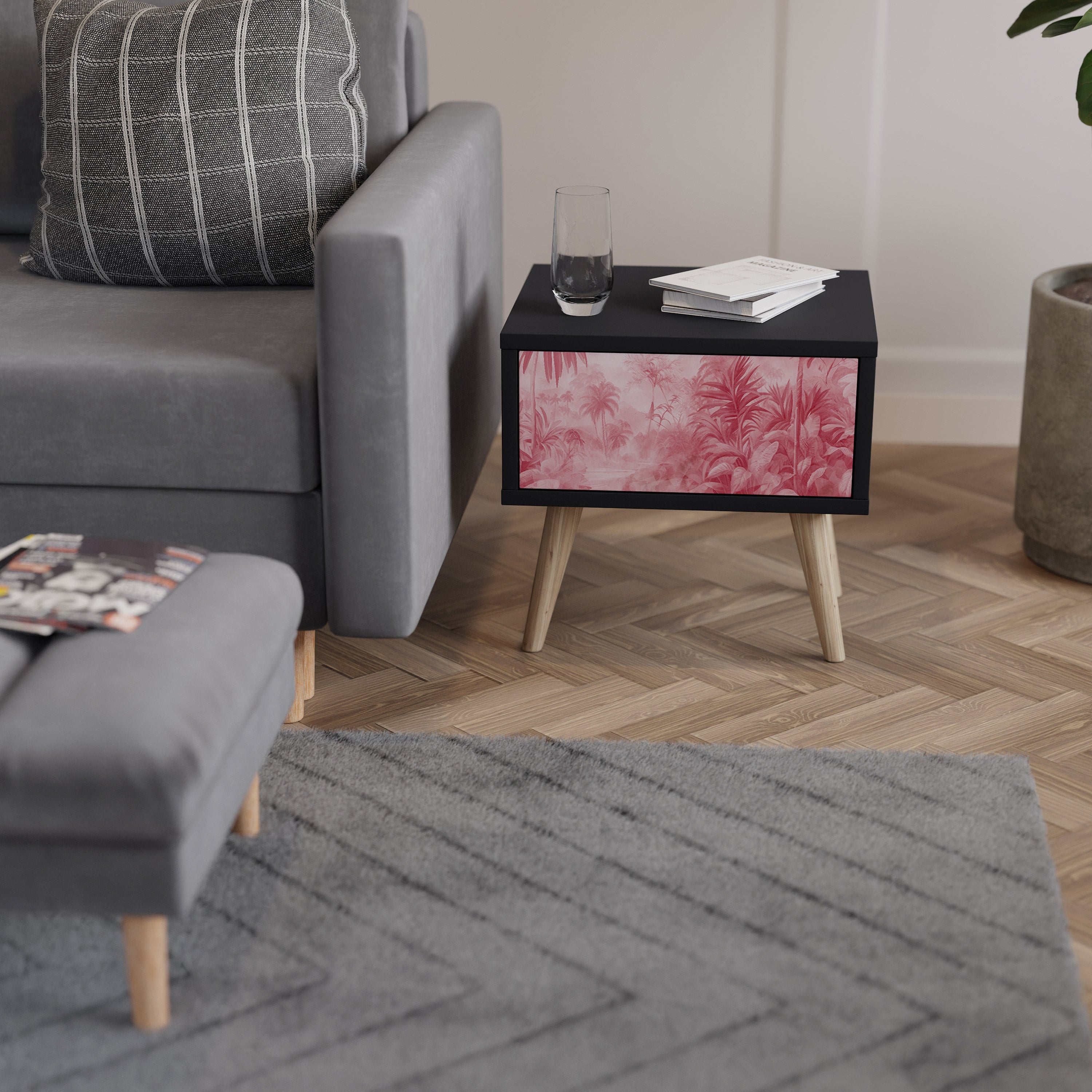 SWEET TROPICS Mesa de Cabeceira em Acabamento Preto