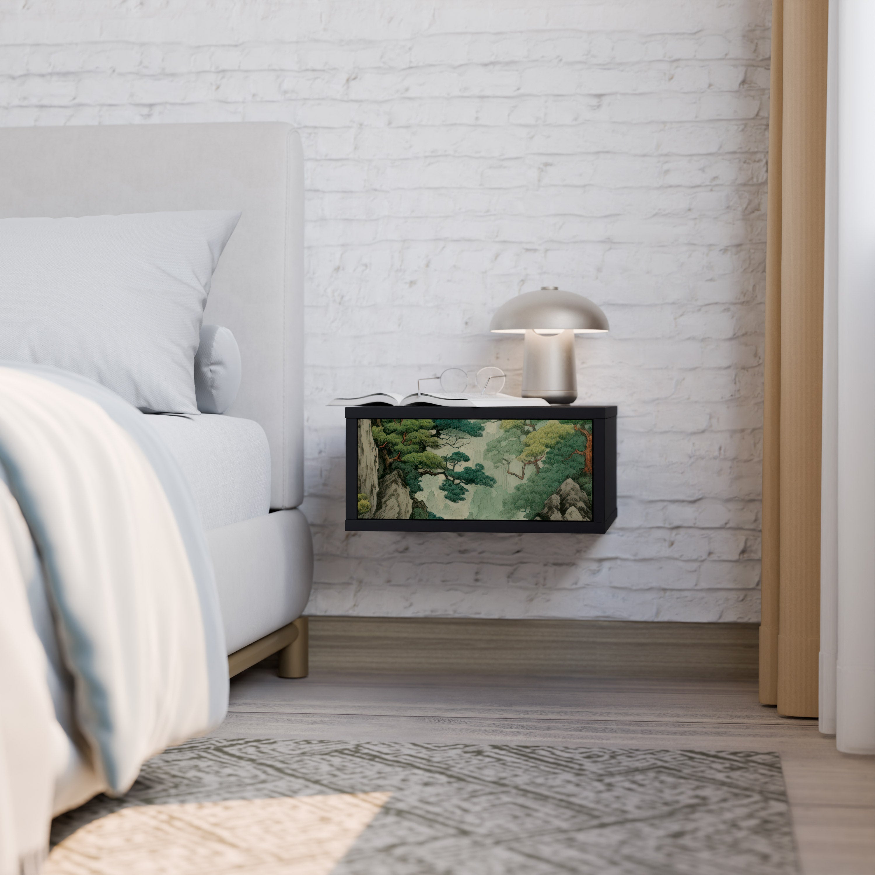 VERDURE ABYSS Mesa de Cabeceira em Acabamento Preto