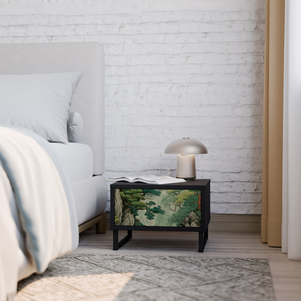 VERDURE ABYSS Mesa de Cabeceira em Acabamento Preto