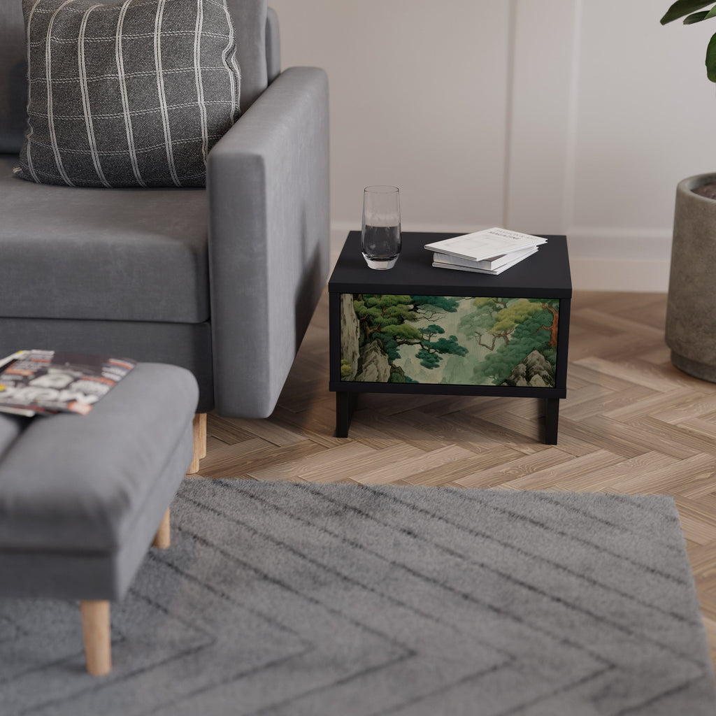 VERDURE ABYSS Mesa de Cabeceira em Acabamento Preto