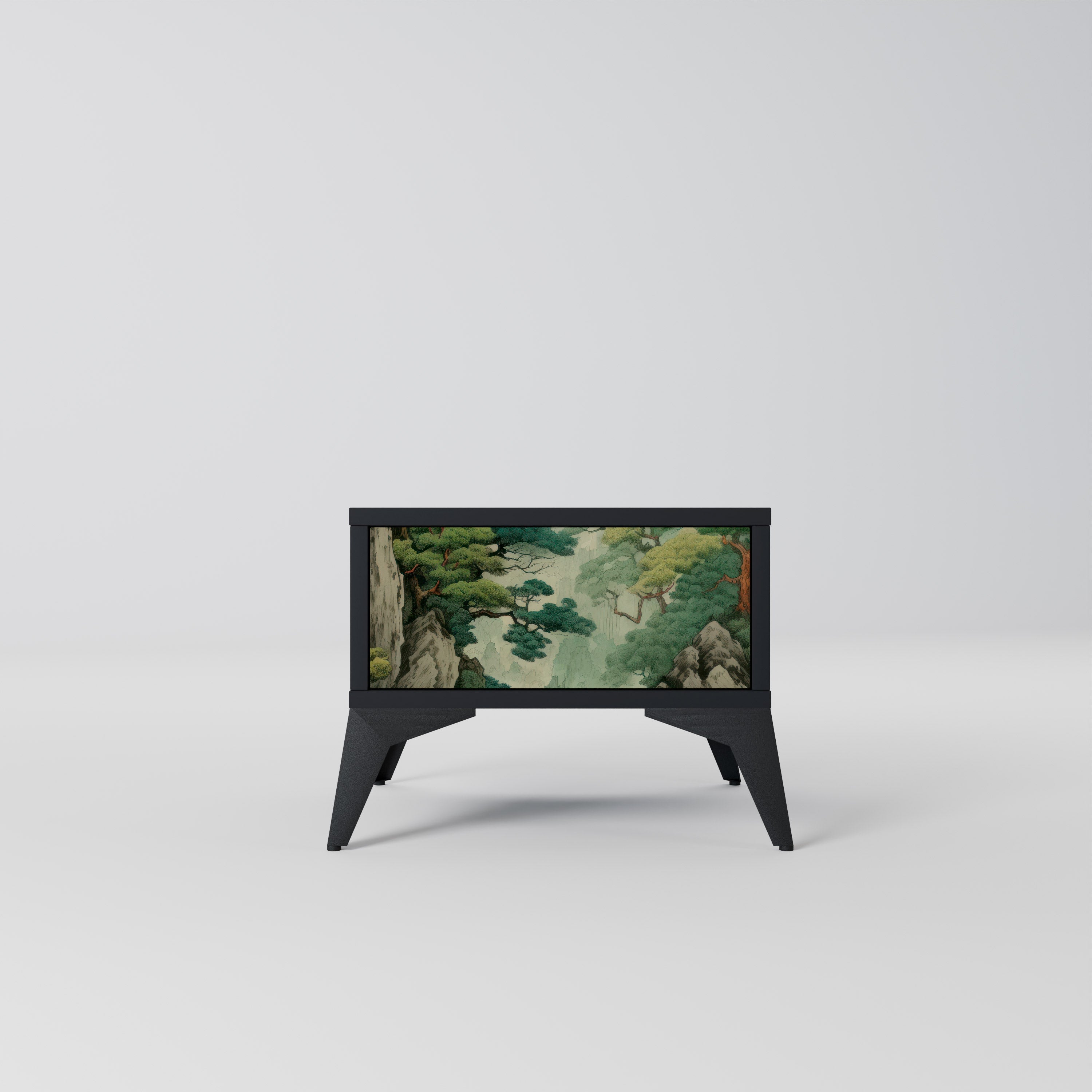 VERDURE ABYSS Mesa de Cabeceira em Acabamento Preto