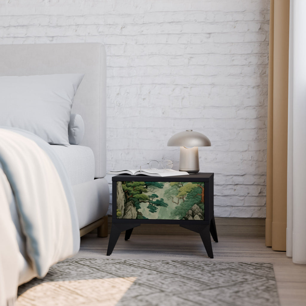 VERDURE ABYSS Mesa de Cabeceira em Acabamento Preto