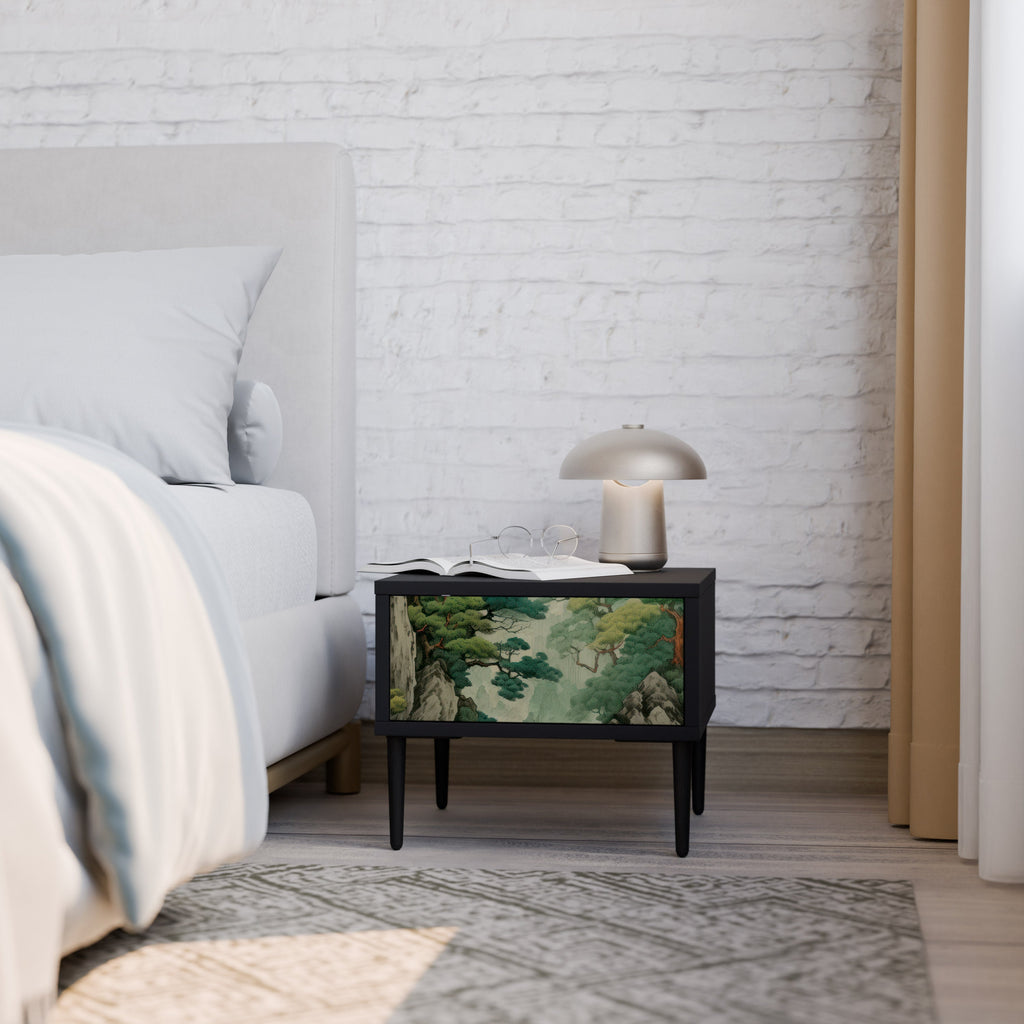 VERDURE ABYSS Mesa de Cabeceira em Acabamento Preto