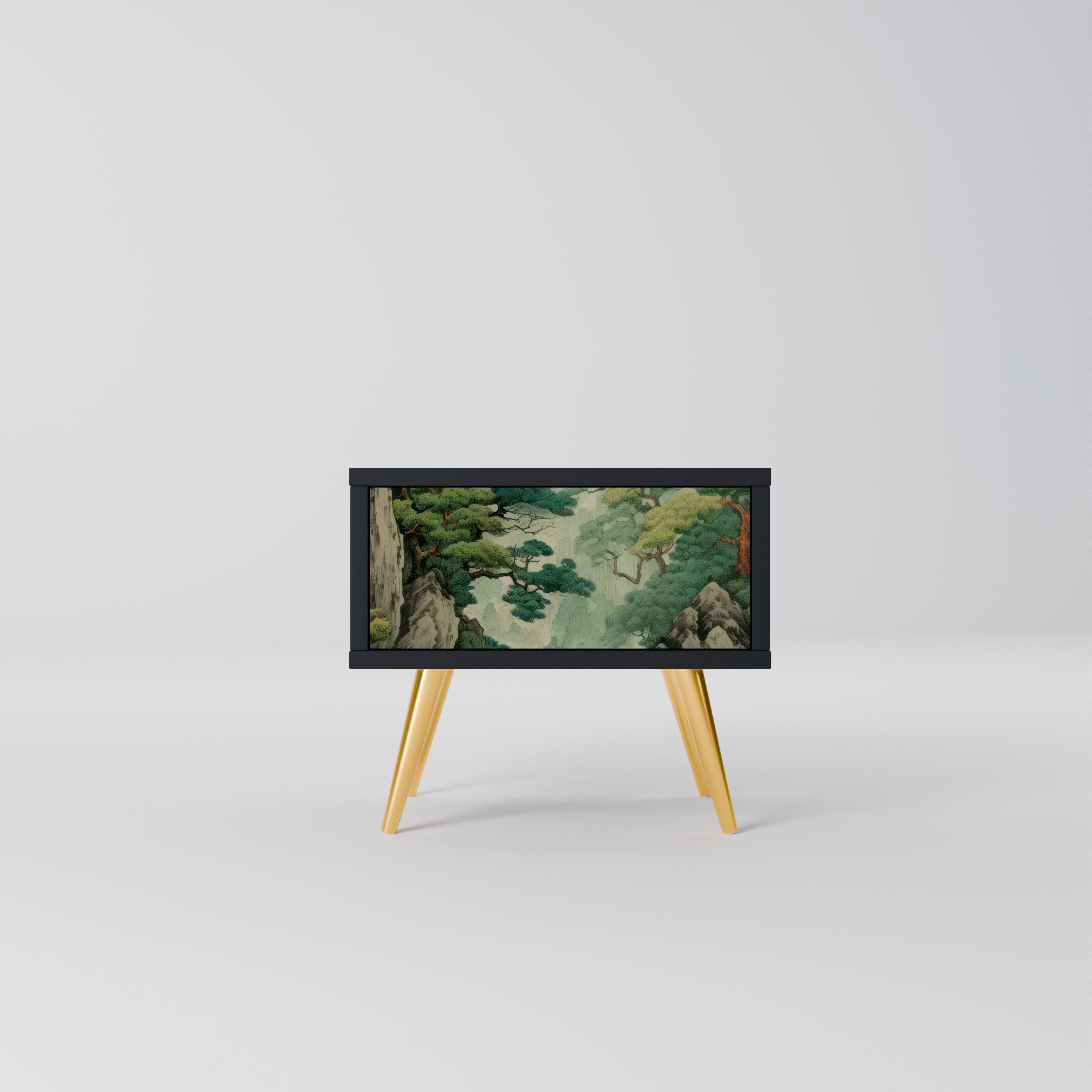 VERDURE ABYSS Mesa de Cabeceira em Acabamento Preto