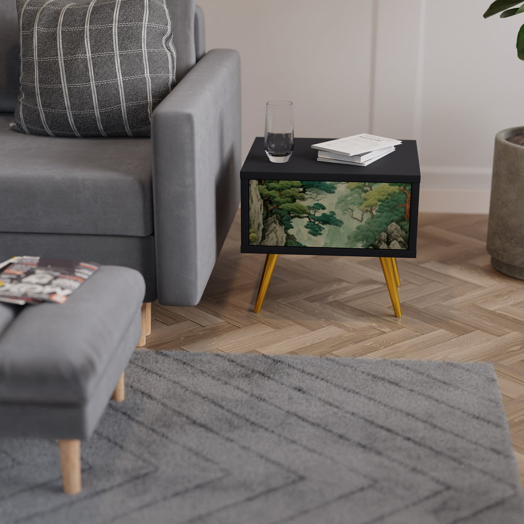 VERDURE ABYSS Mesa de Cabeceira em Acabamento Preto