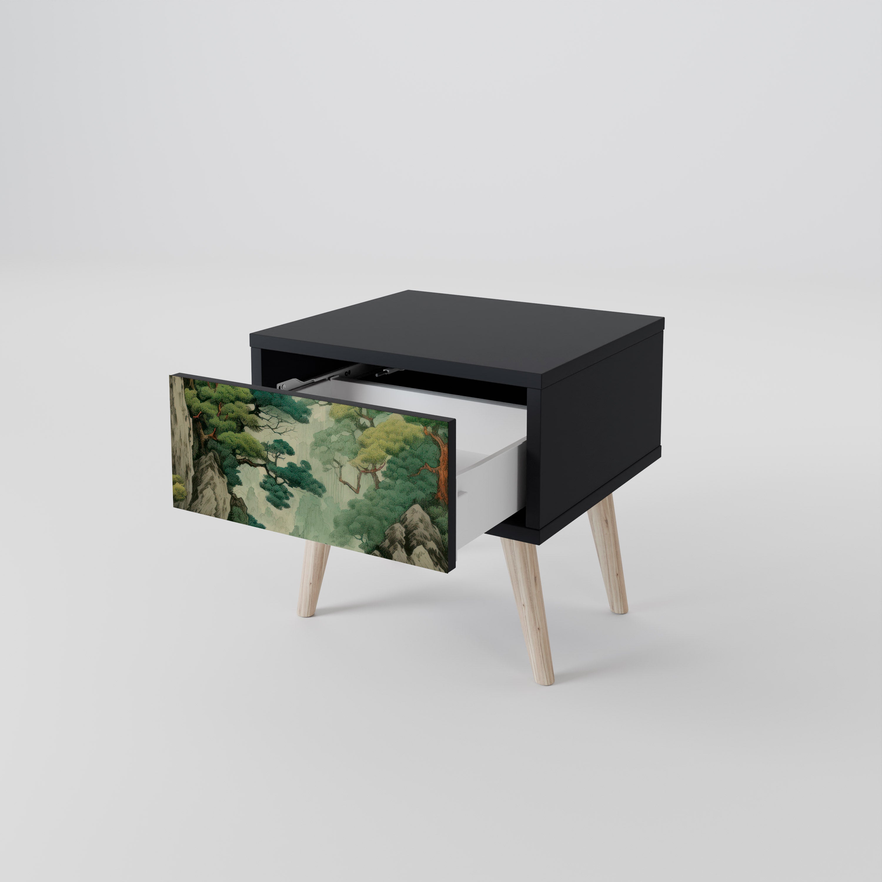 VERDURE ABYSS Mesa de Cabeceira em Acabamento Preto