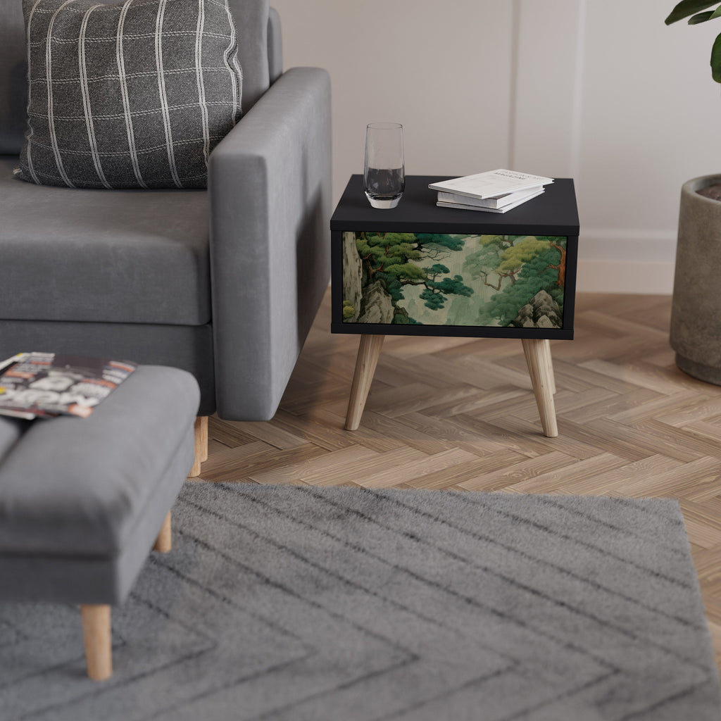 VERDURE ABYSS Mesa de Cabeceira em Acabamento Preto