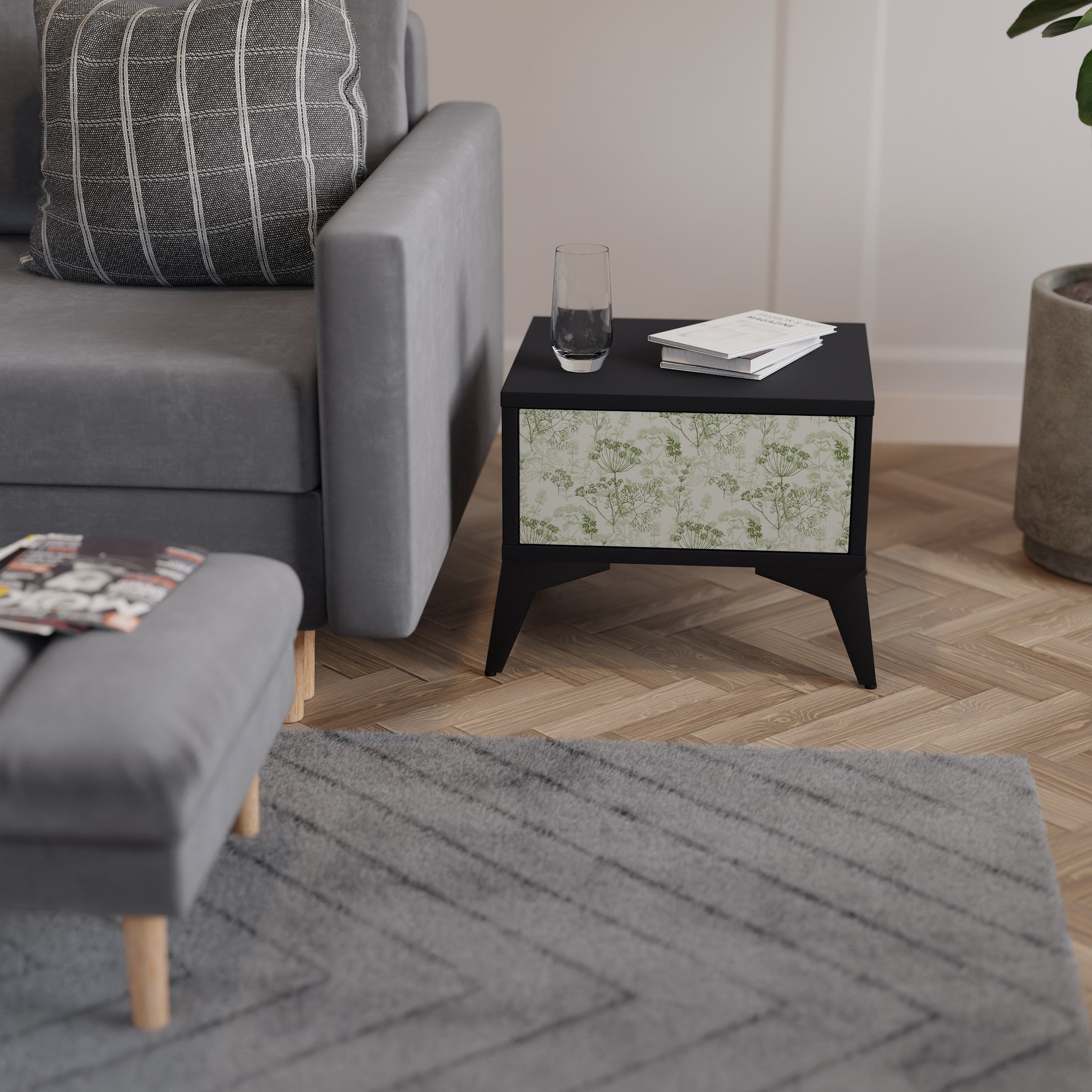 FENNEL BALDACHIN Mesa de Cabeceira em Acabamento Preto