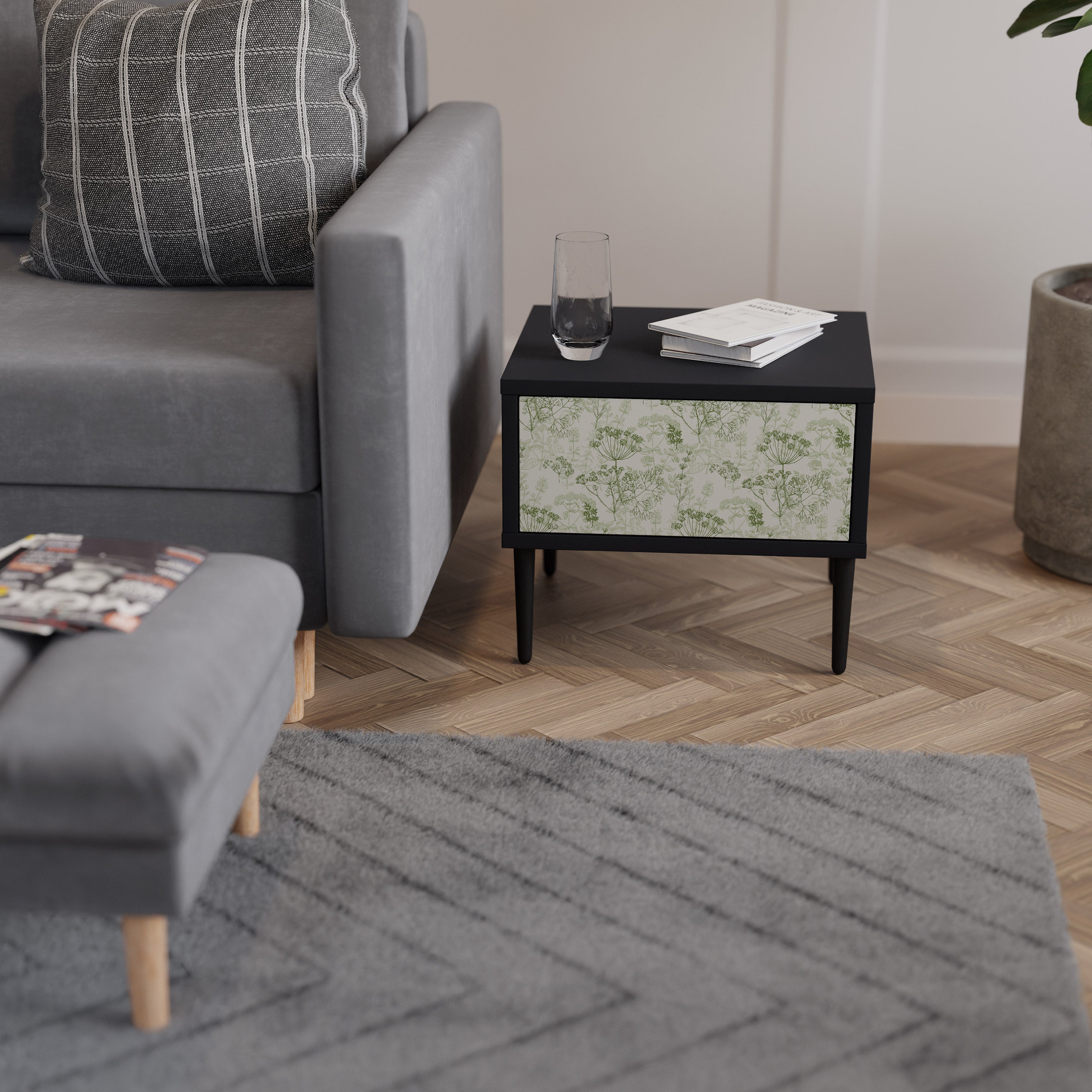 FENNEL BALDACHIN Mesa de Cabeceira em Acabamento Preto