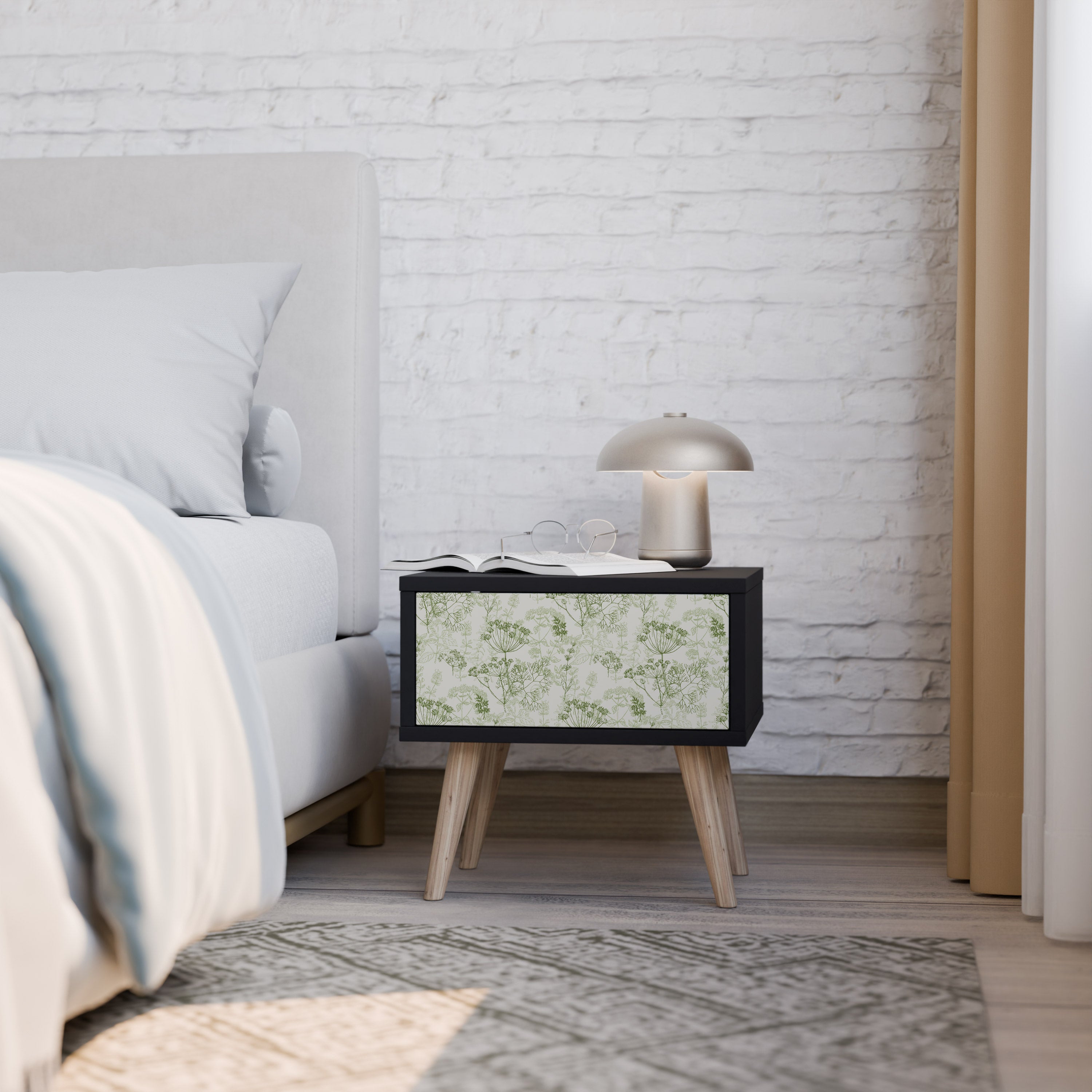 FENNEL BALDACHIN Mesa de Cabeceira em Acabamento Preto