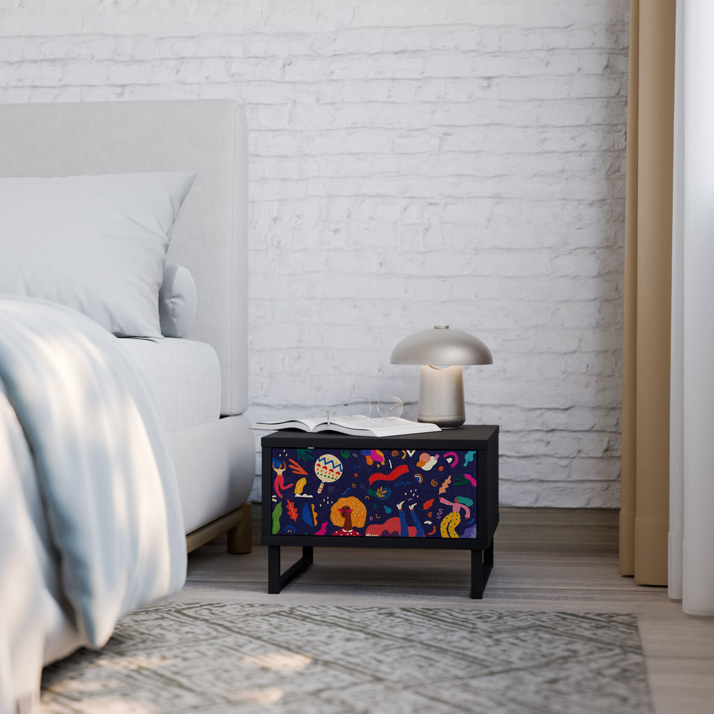 FESTIVE PLEASURES Mesa de Cabeceira em Acabamento Preto